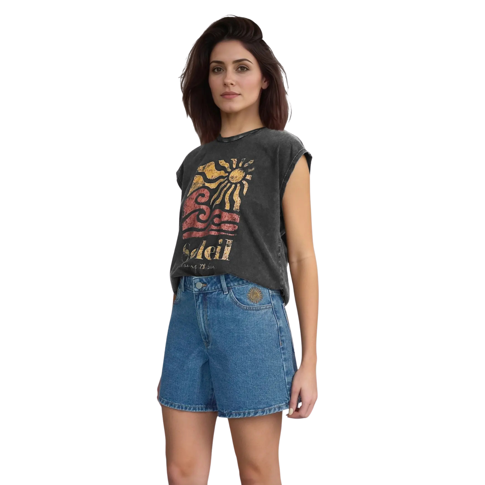 Womens Vila Medium Blue Visumo Denim Shorts