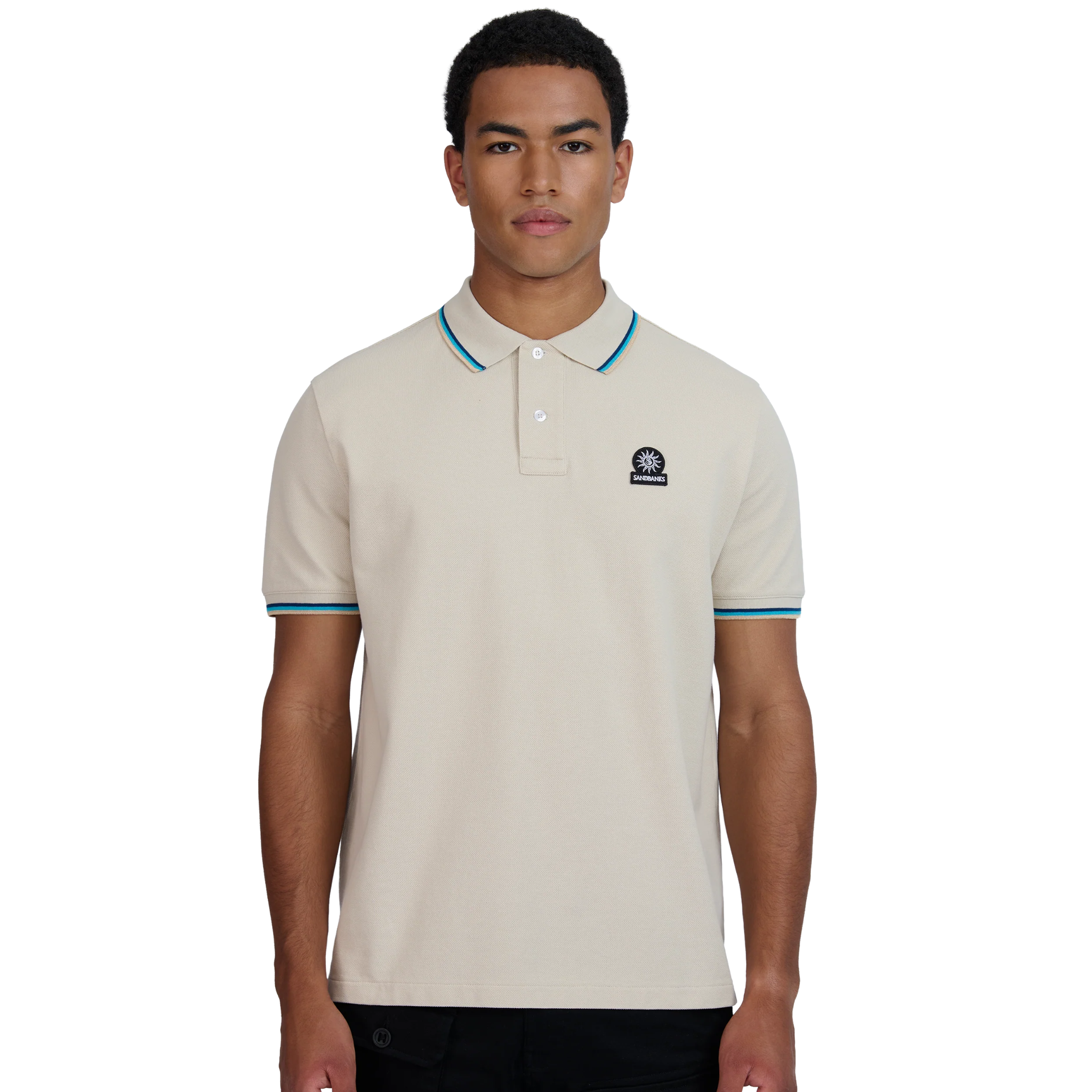 Mens Sandbanks Stone Tipped Badge Logo S/s Polo Shirt