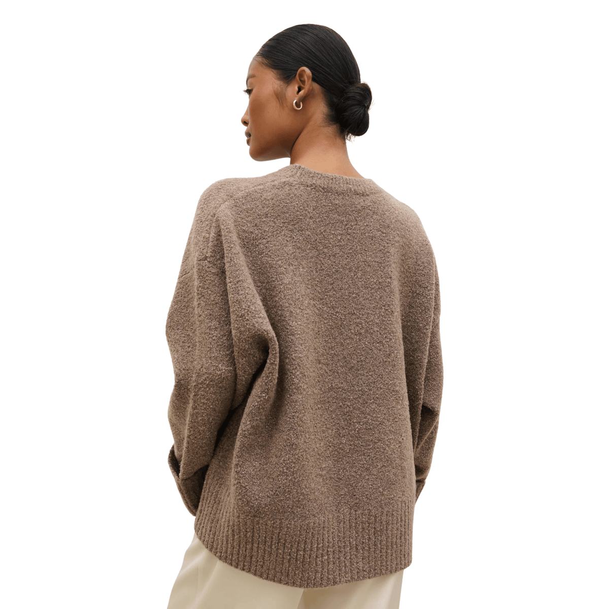 Womens Pretty Lavish Mocha Camille Oversized Borg Knit