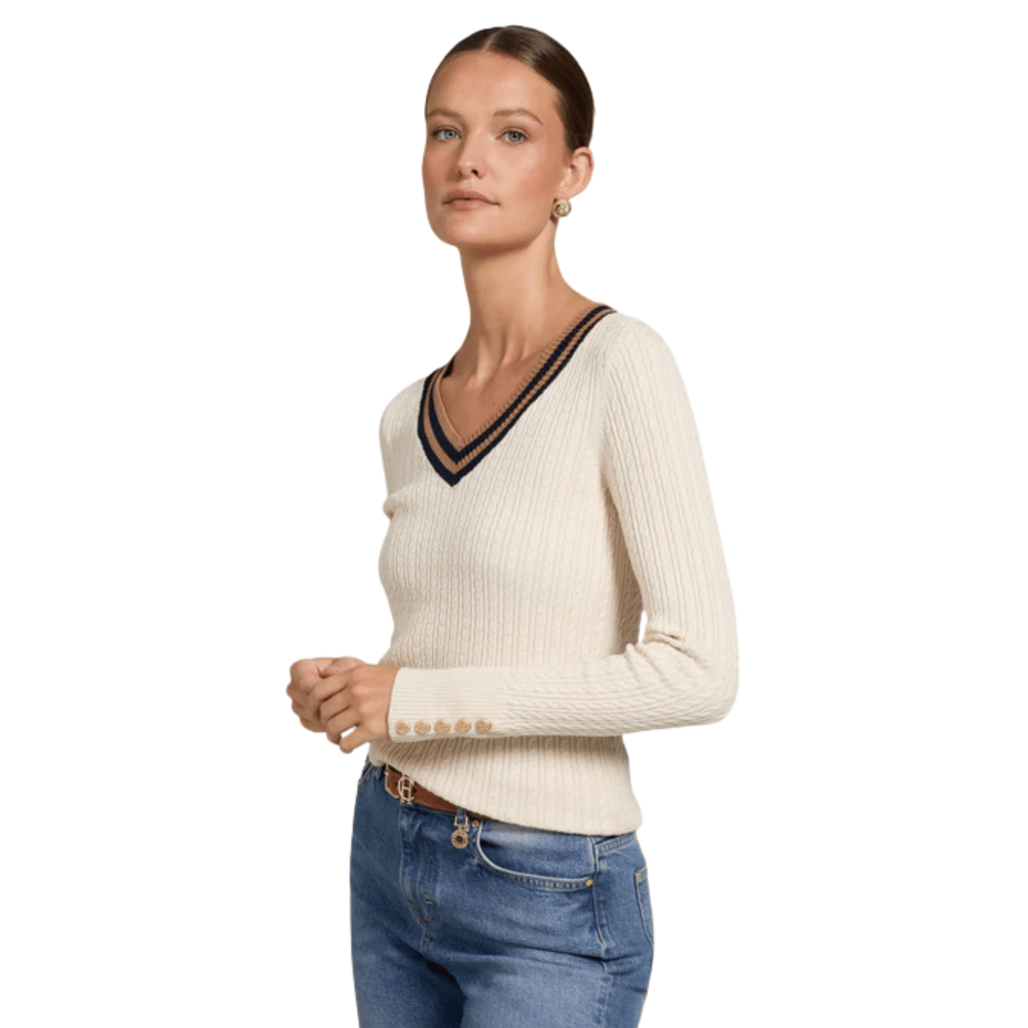 Womens Holland Cooper Almond Zoe V-Neck Knit Jumper