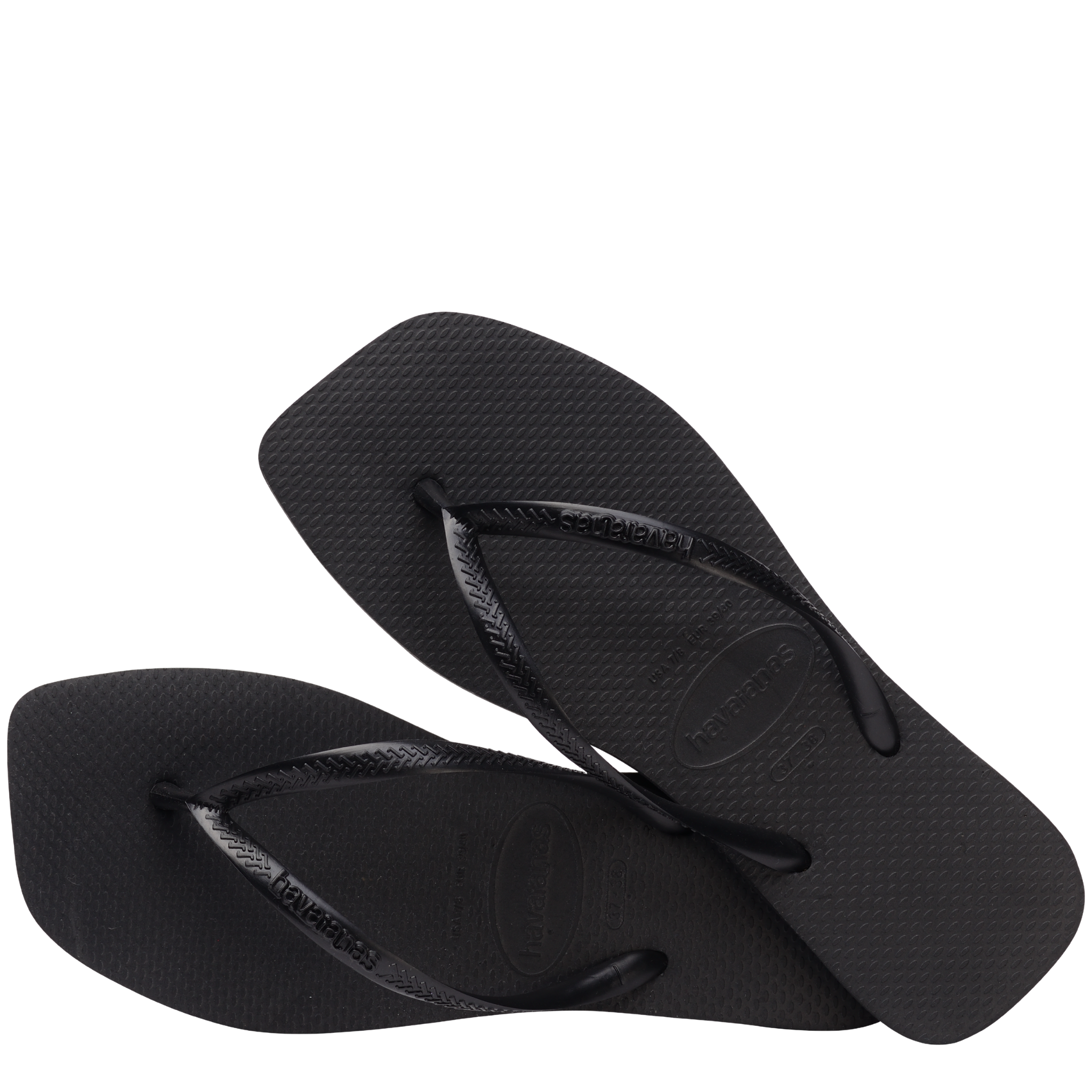 Womens Havaianas Black Slim Square Flip Flops