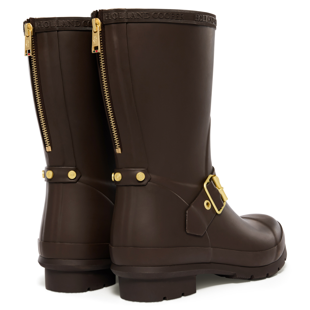 Womens Holland Cooper Chocolate Gold Sherpa Lined Chelsea Wellies