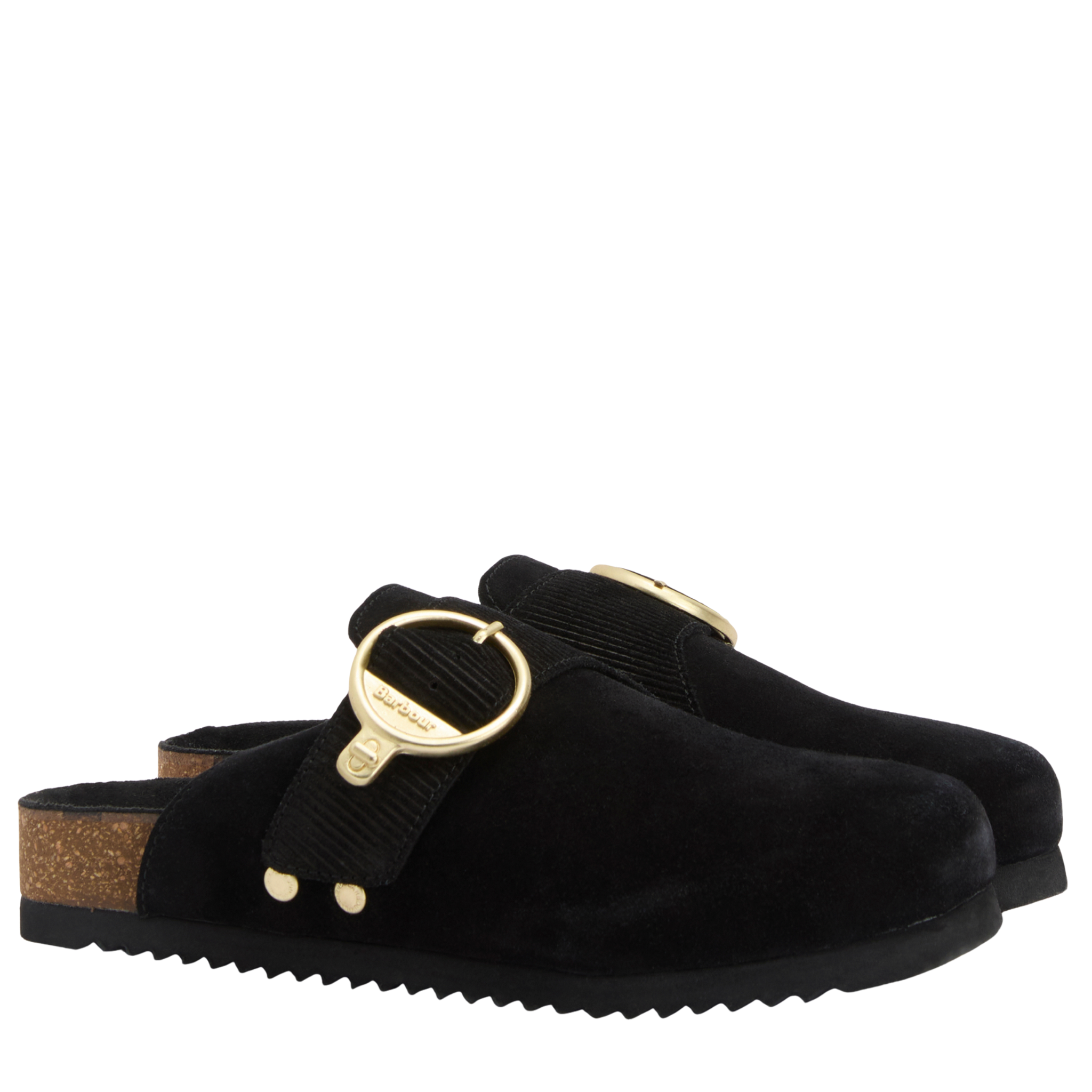 Womens Barbour Black Suede Kyra Clogs
