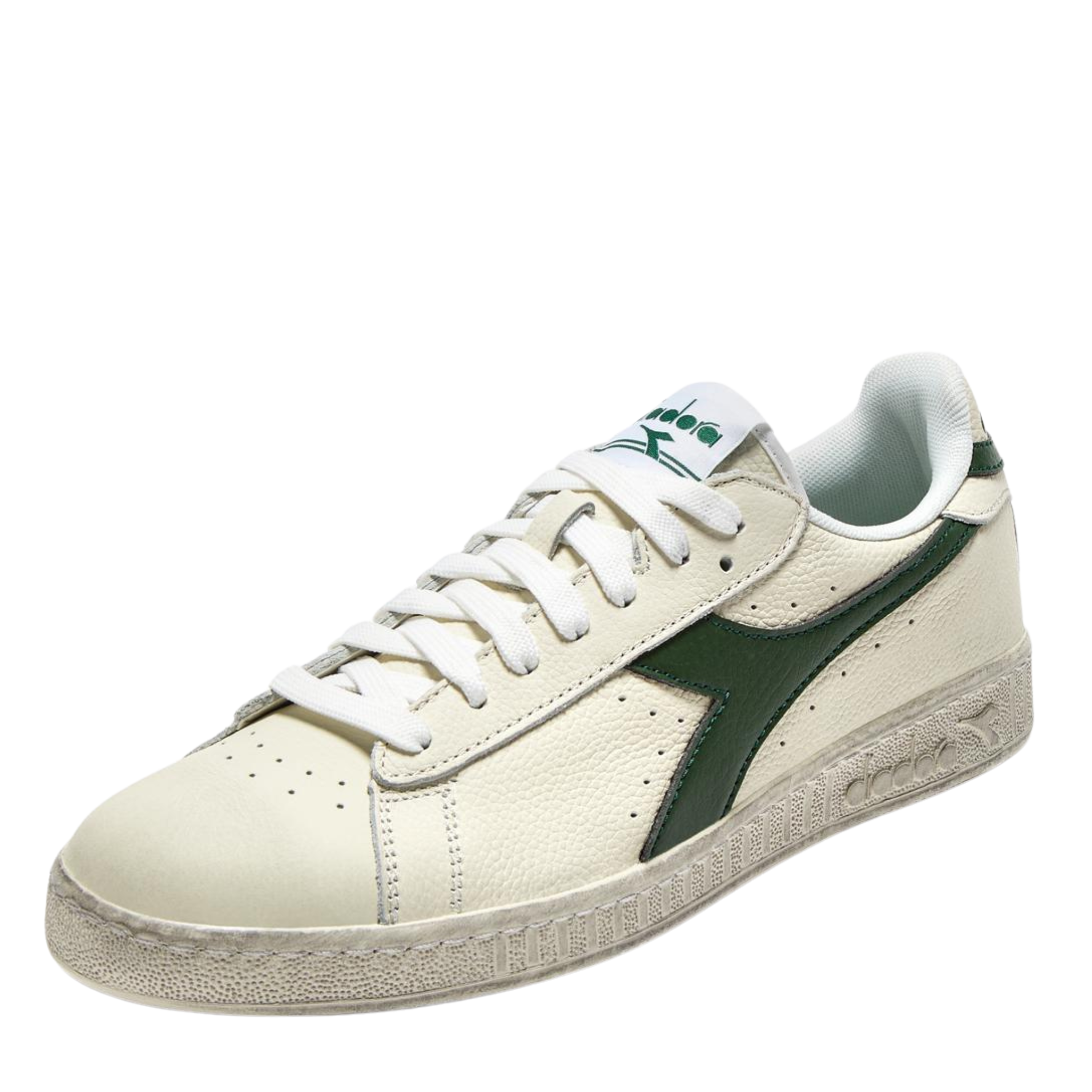 Mens Diadora White/Foliage Green Game L Low Waxed Trainers