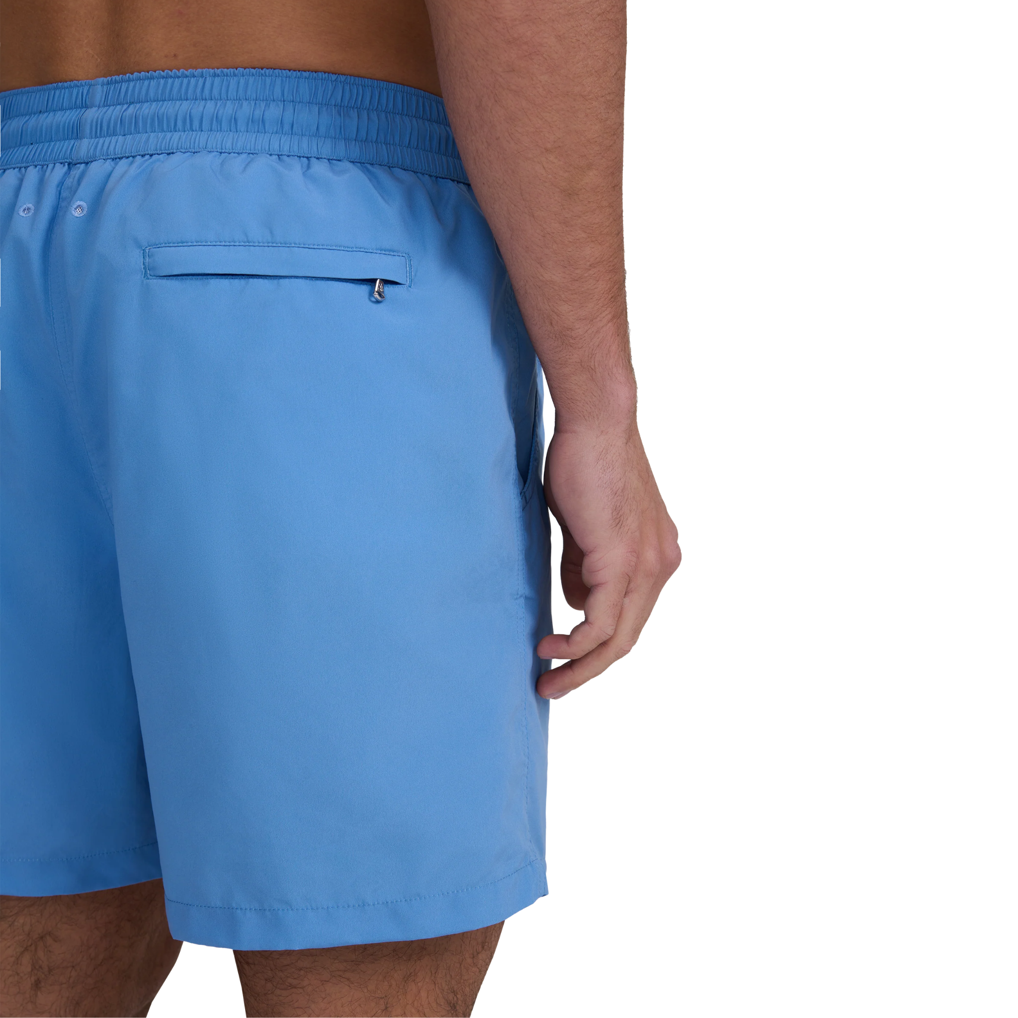 Mens Sandbanks Dusty Blue Badge Logo Recycled Swim Shorts