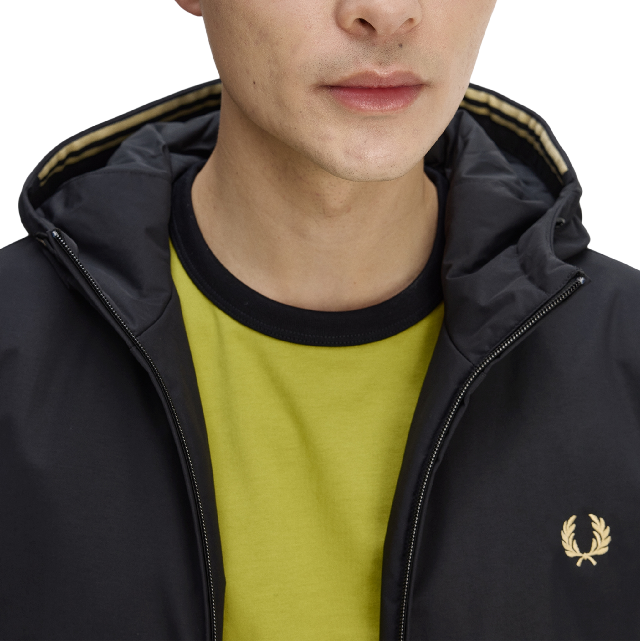 Mens Fred Perry Black Hooded Brentham Jacket