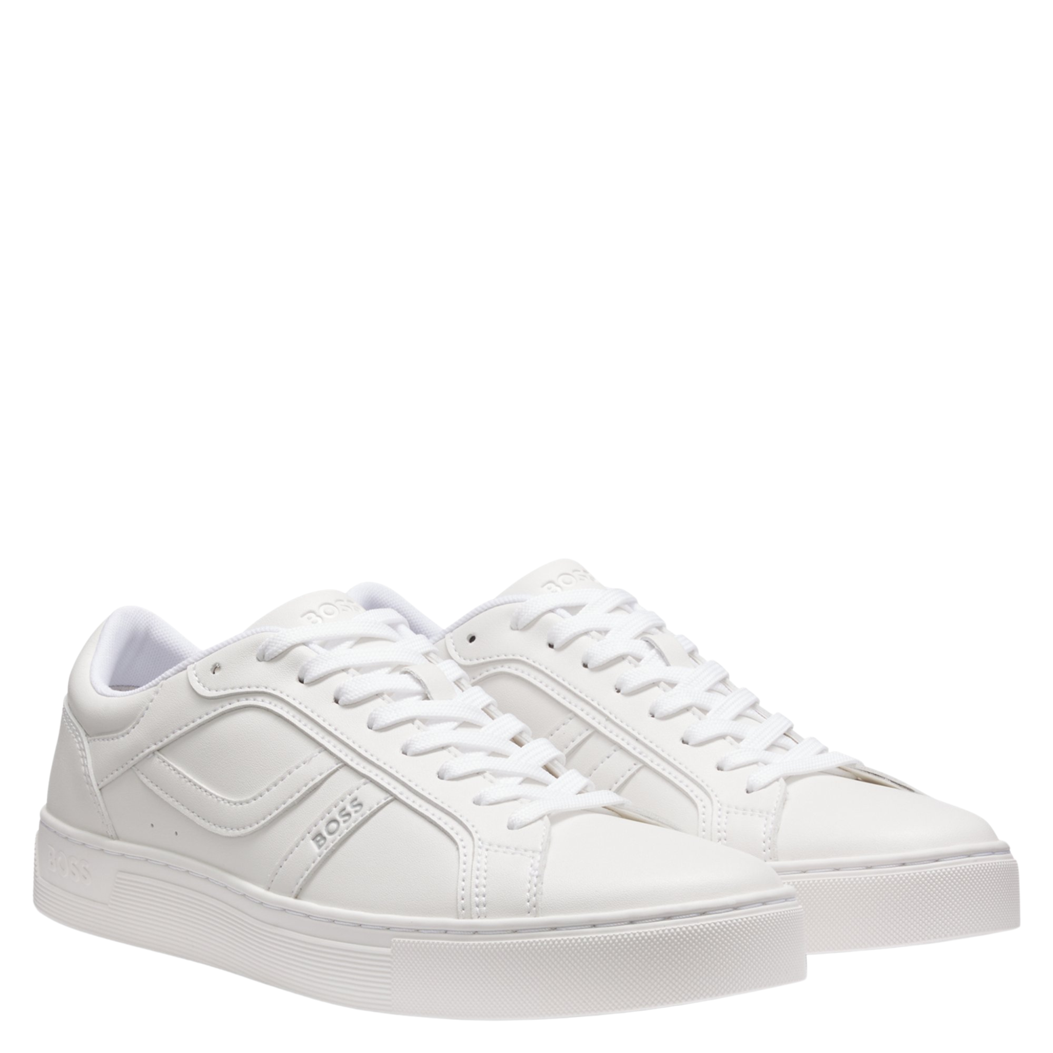 Mens BOSS White Rhys_Tenn_pu Trainers