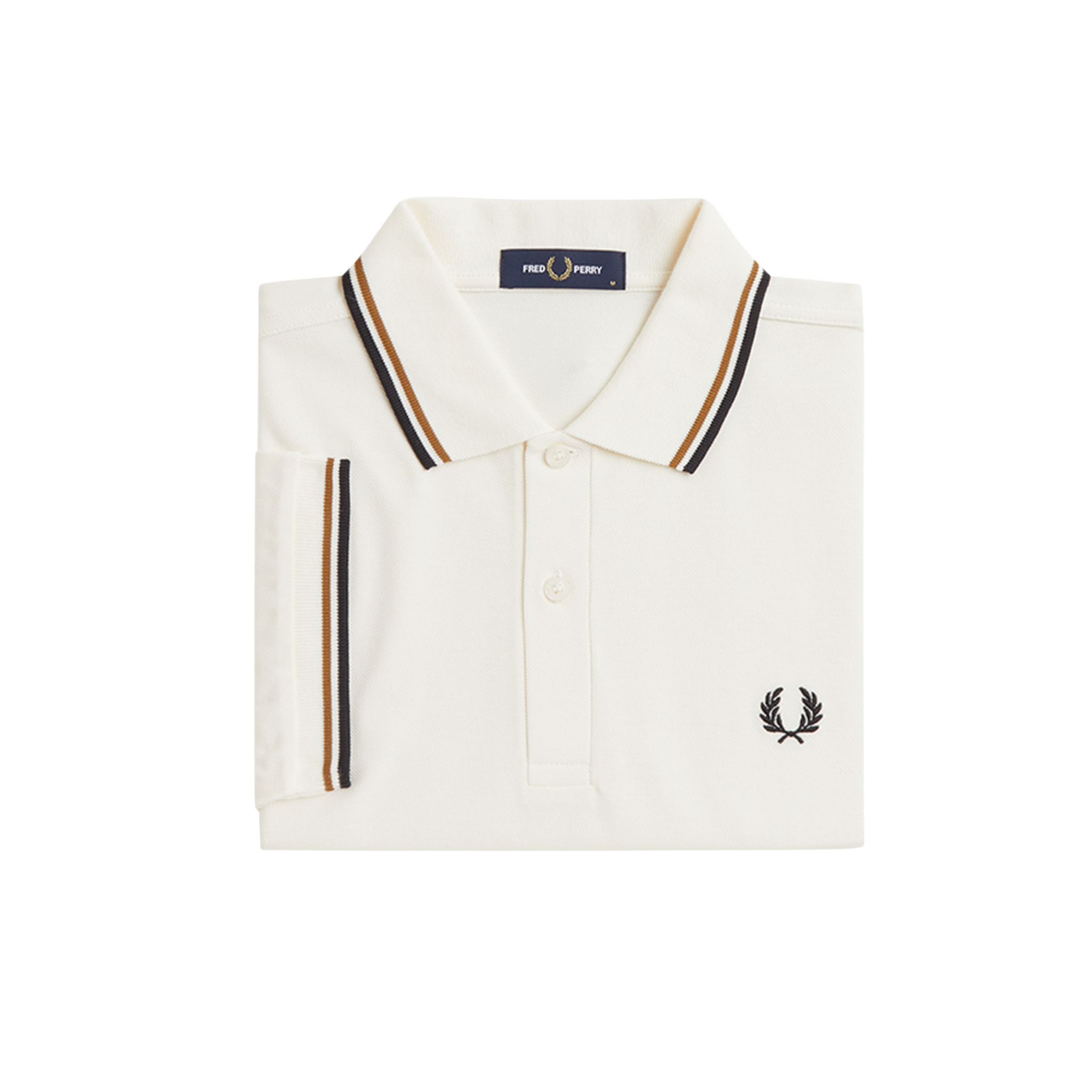 Mens Fred Perry Ecru/Dark Caramel/Black Twin Tipped S/s Polo