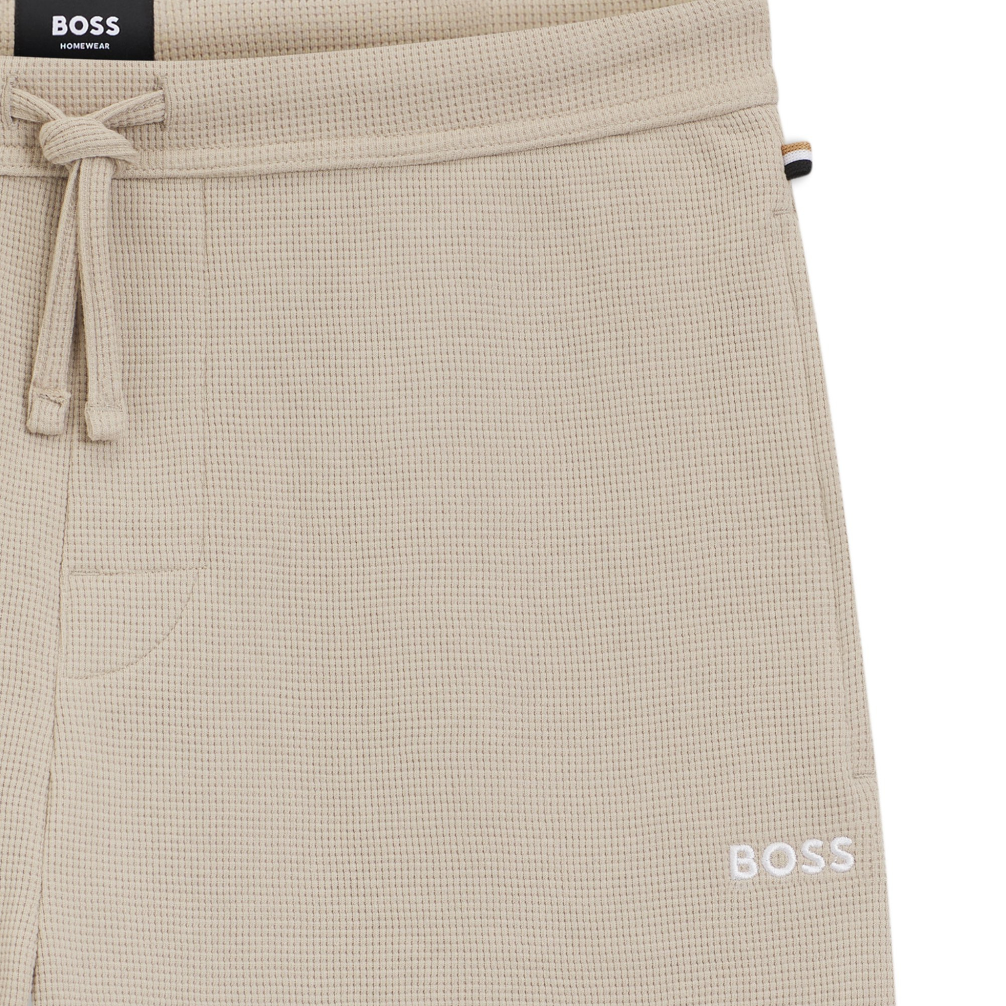Mens BOSS Light Beige Waffle Lounge Shorts