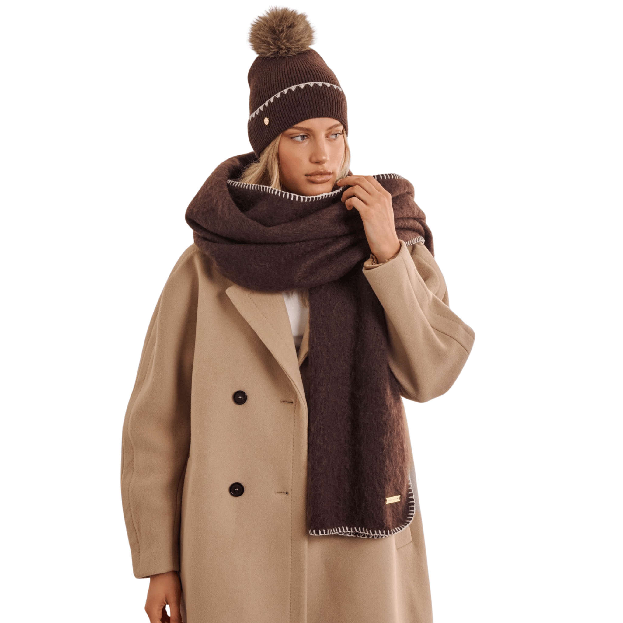 Womens Katie Loxton Chocolate Whipstitch Scarf