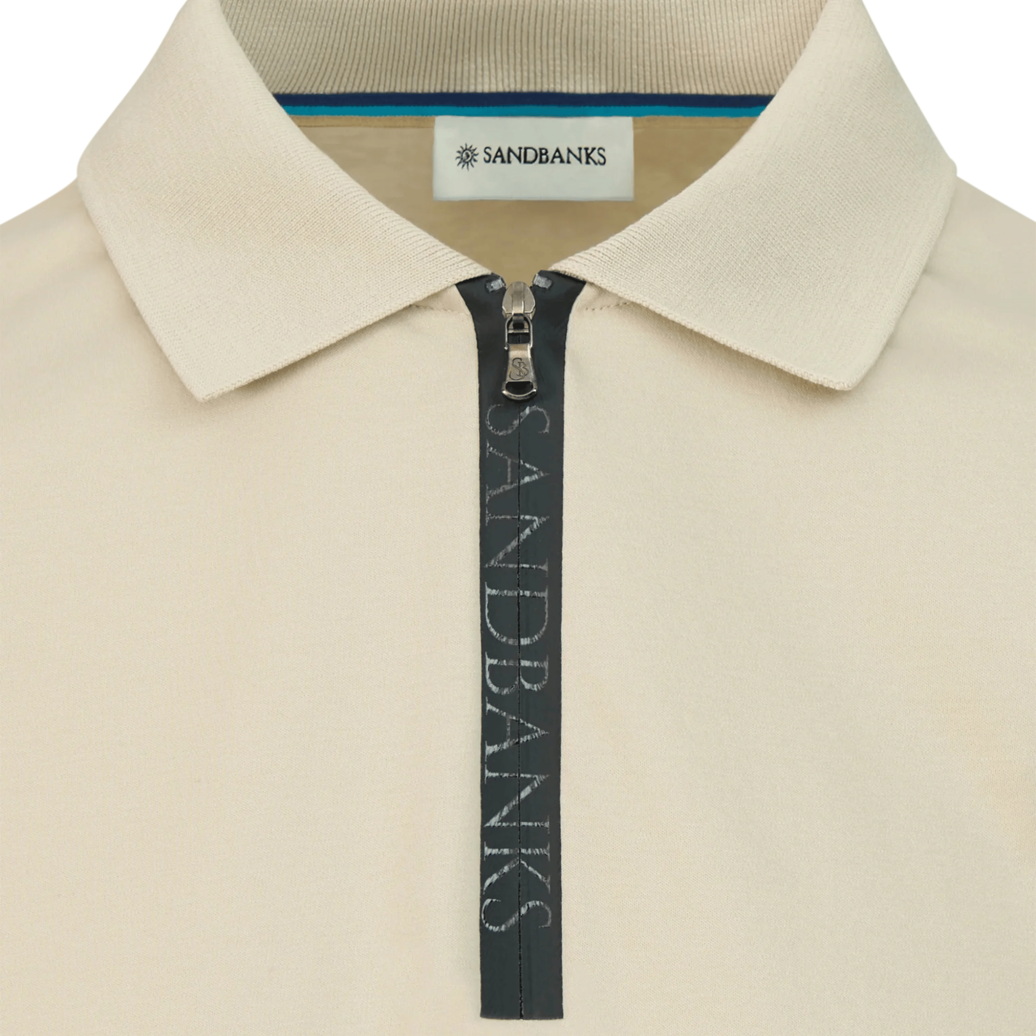 Mens Sandbanks Stone Silicone Zip S/s Polo Shirt