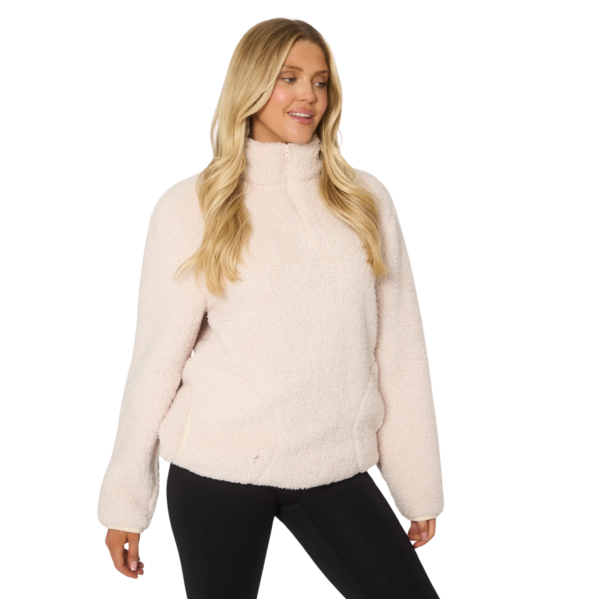 Womens Cream Borg 1/4 Zip Jumper