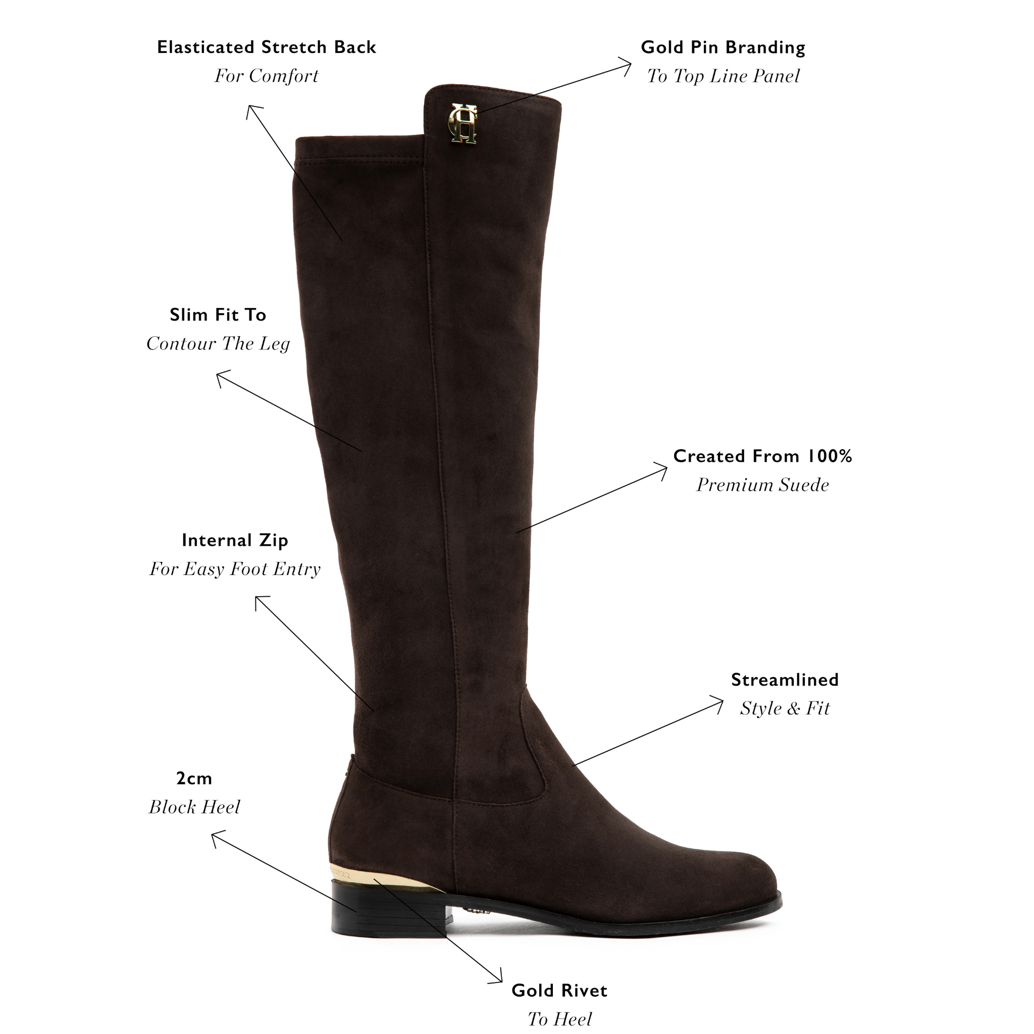 Womens Holland Cooper Choc Suede Albany Knee Boots