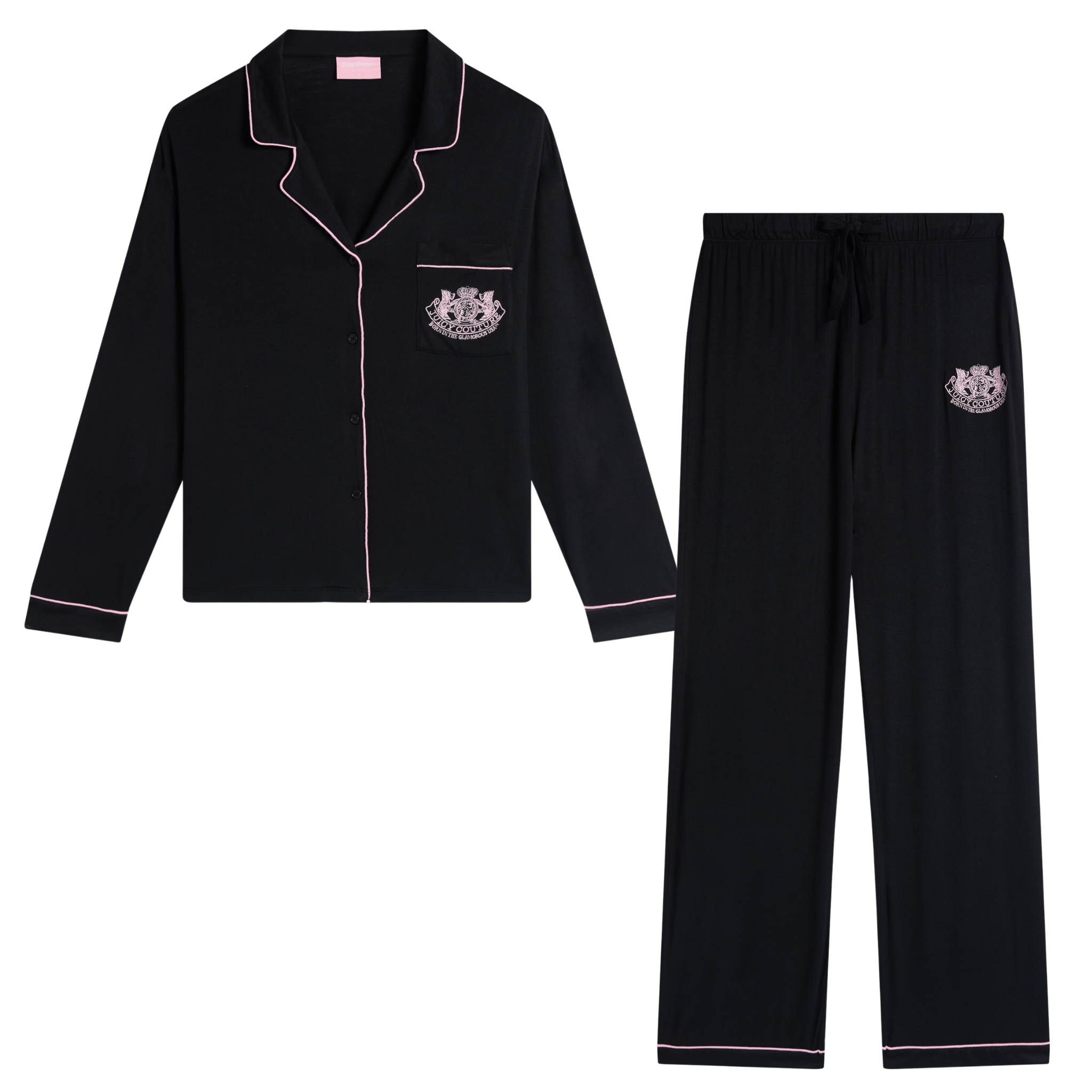 Womens Juicy Couture Black Dog Crest Jersey Shirt Pyjamas