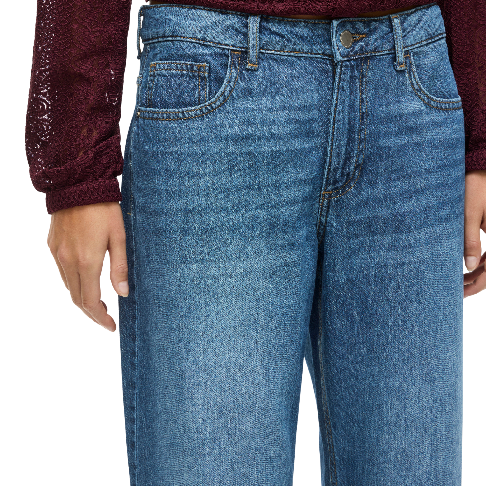 Womens Vila Medium Blue Vipalma Wide Jeans