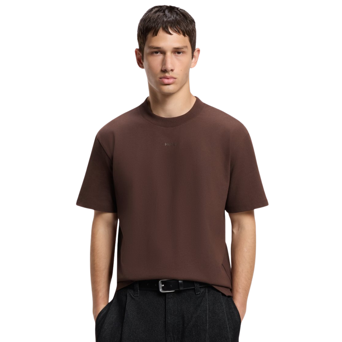 Mens HUGO Brown Overflow Dapolino S/s T Shirt