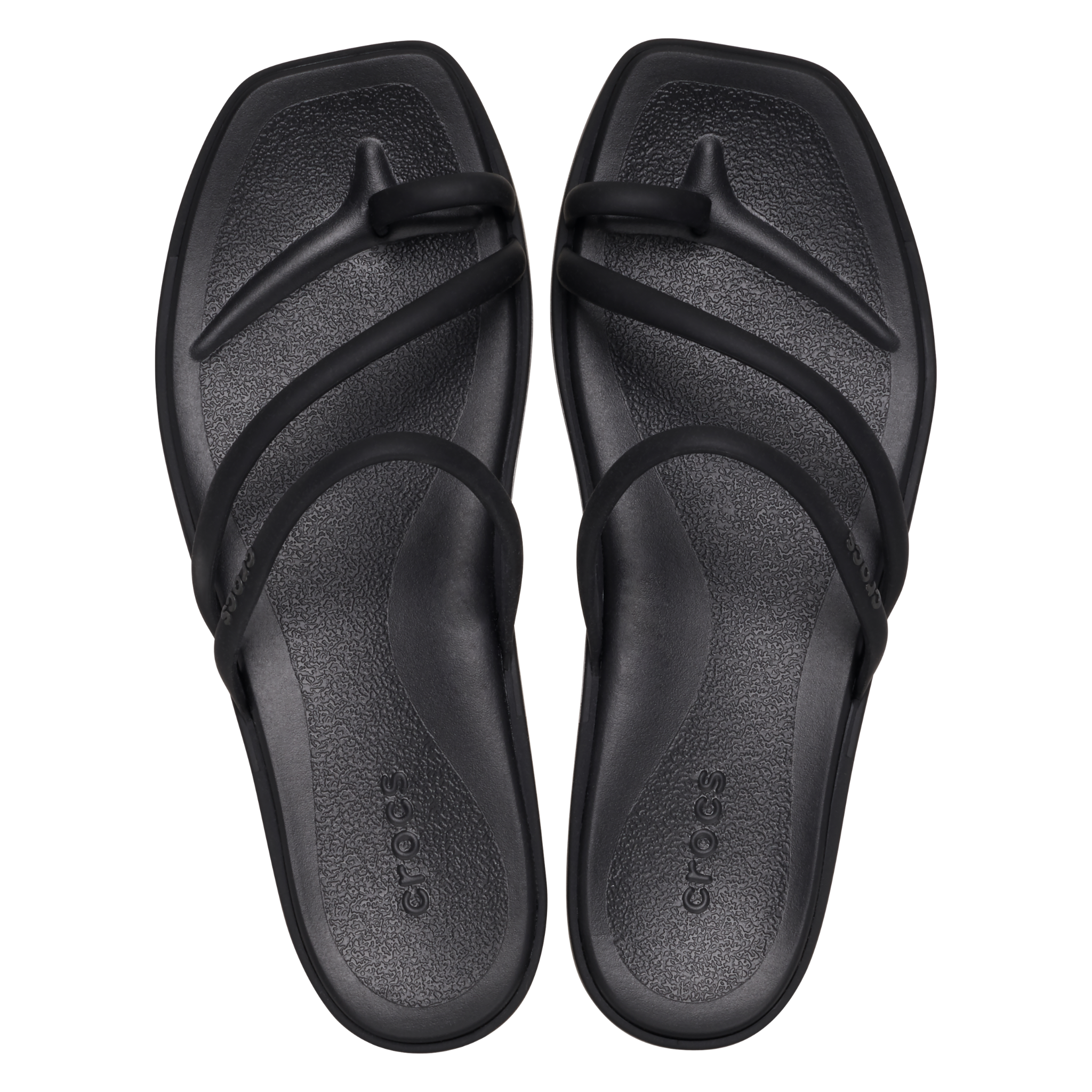 Womens Crocs Black Miami Toe Loop Sandals