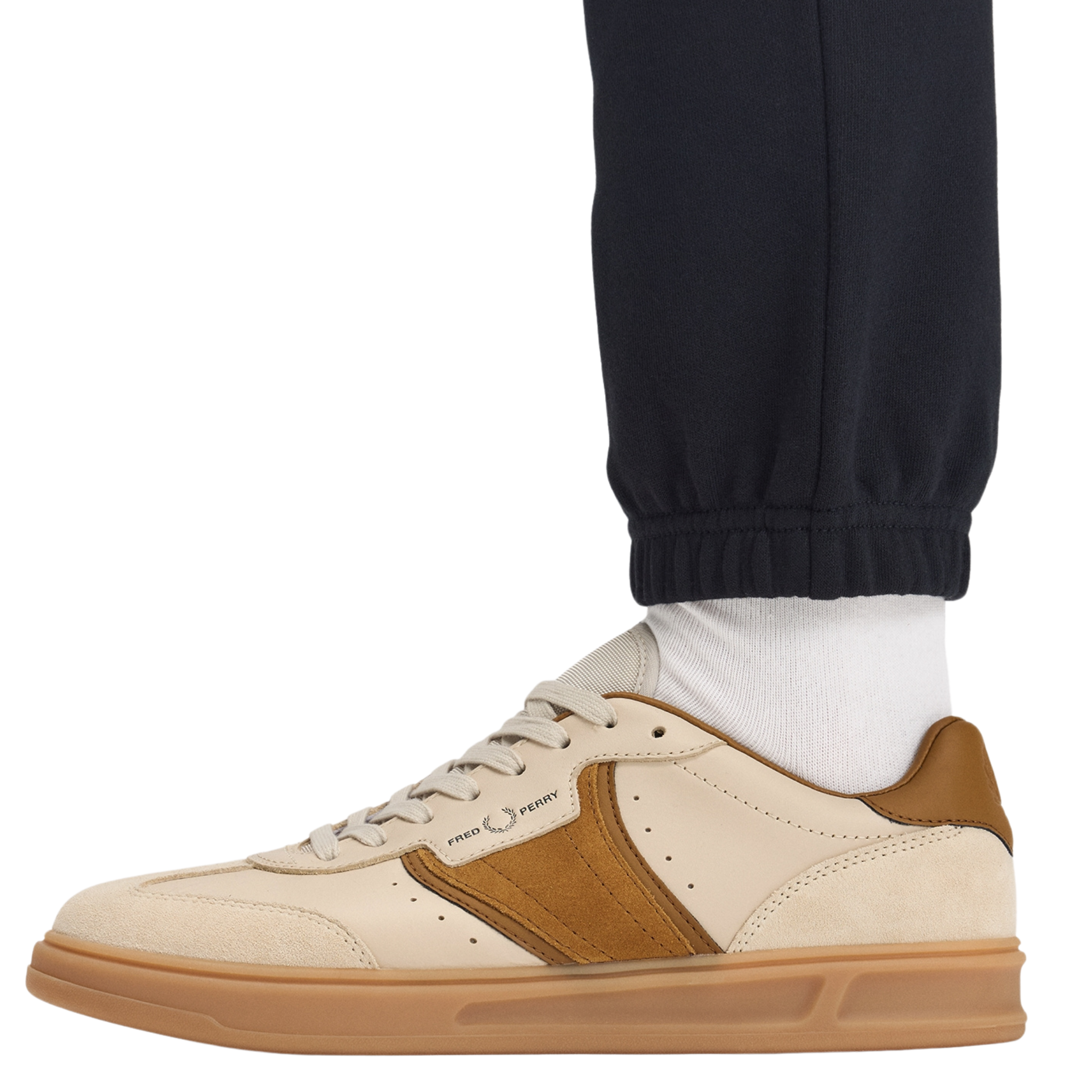 Mens Fred Perry Oatmeal B4 Leather/Suede Trainers