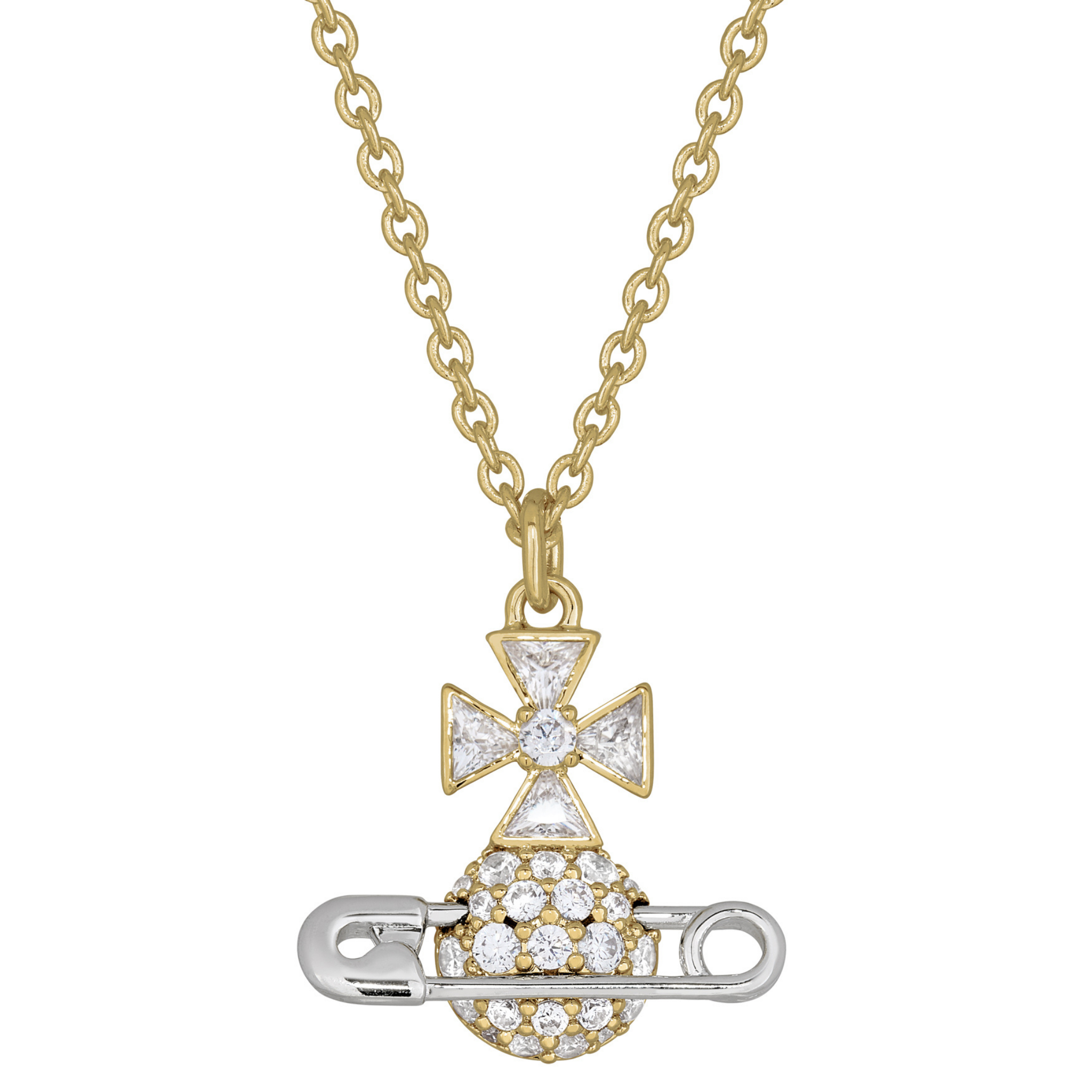 Vivienne Westwood Gold/Platinum/White CZ Hectorina Pendant Necklace