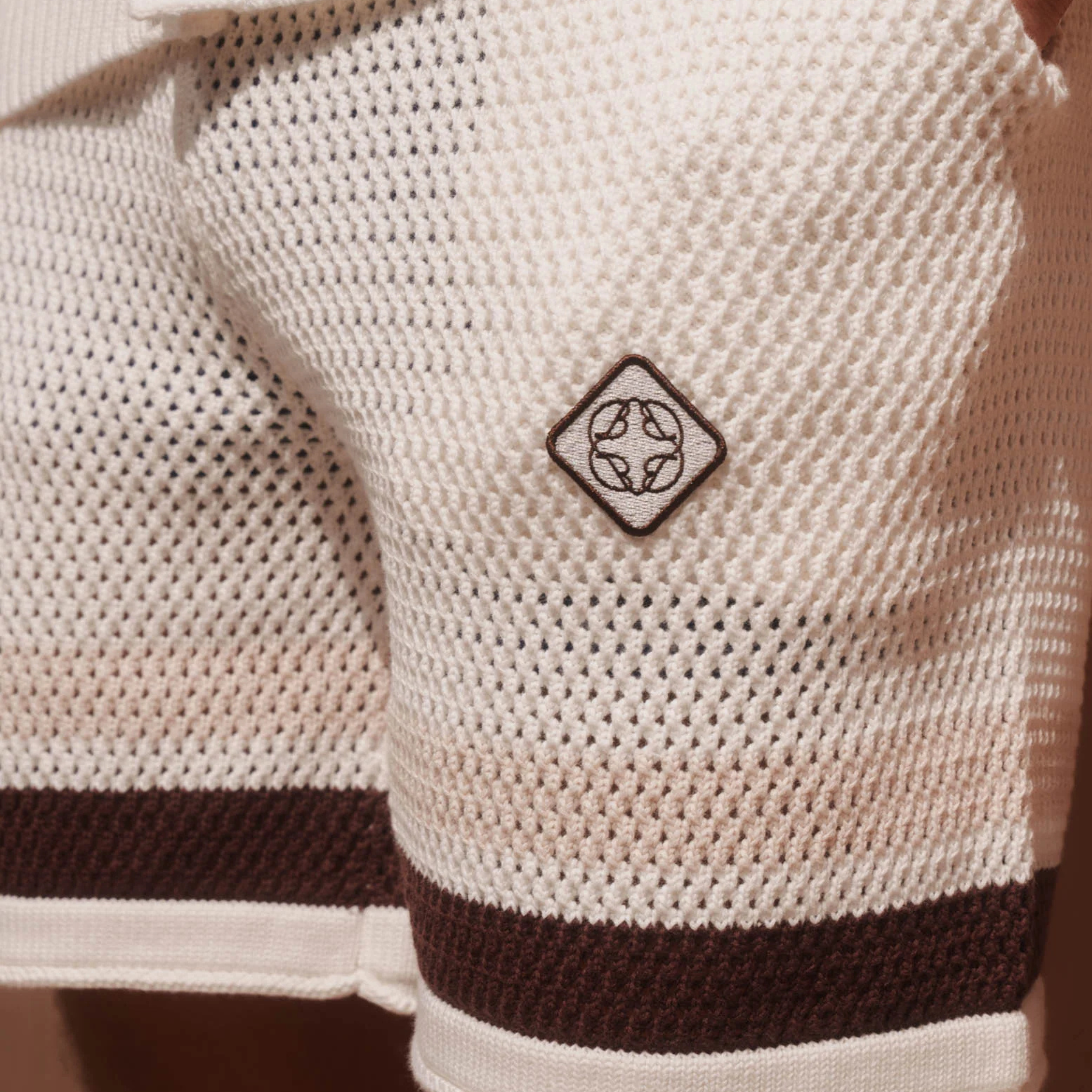 Mens Belier White/Brown Tennis Crochet Shorts