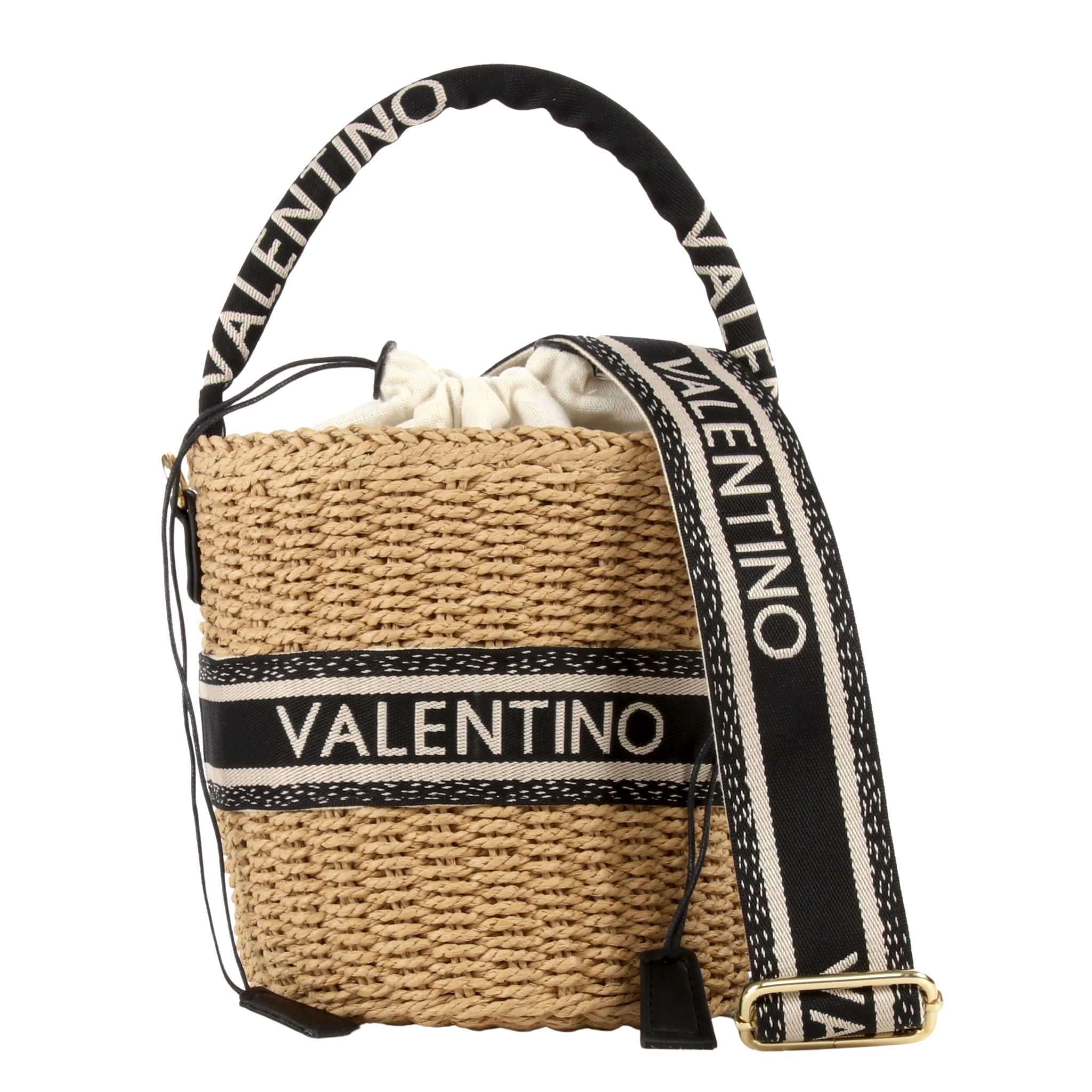 Womens Valentino Natural/Black Boho Bucket Bag