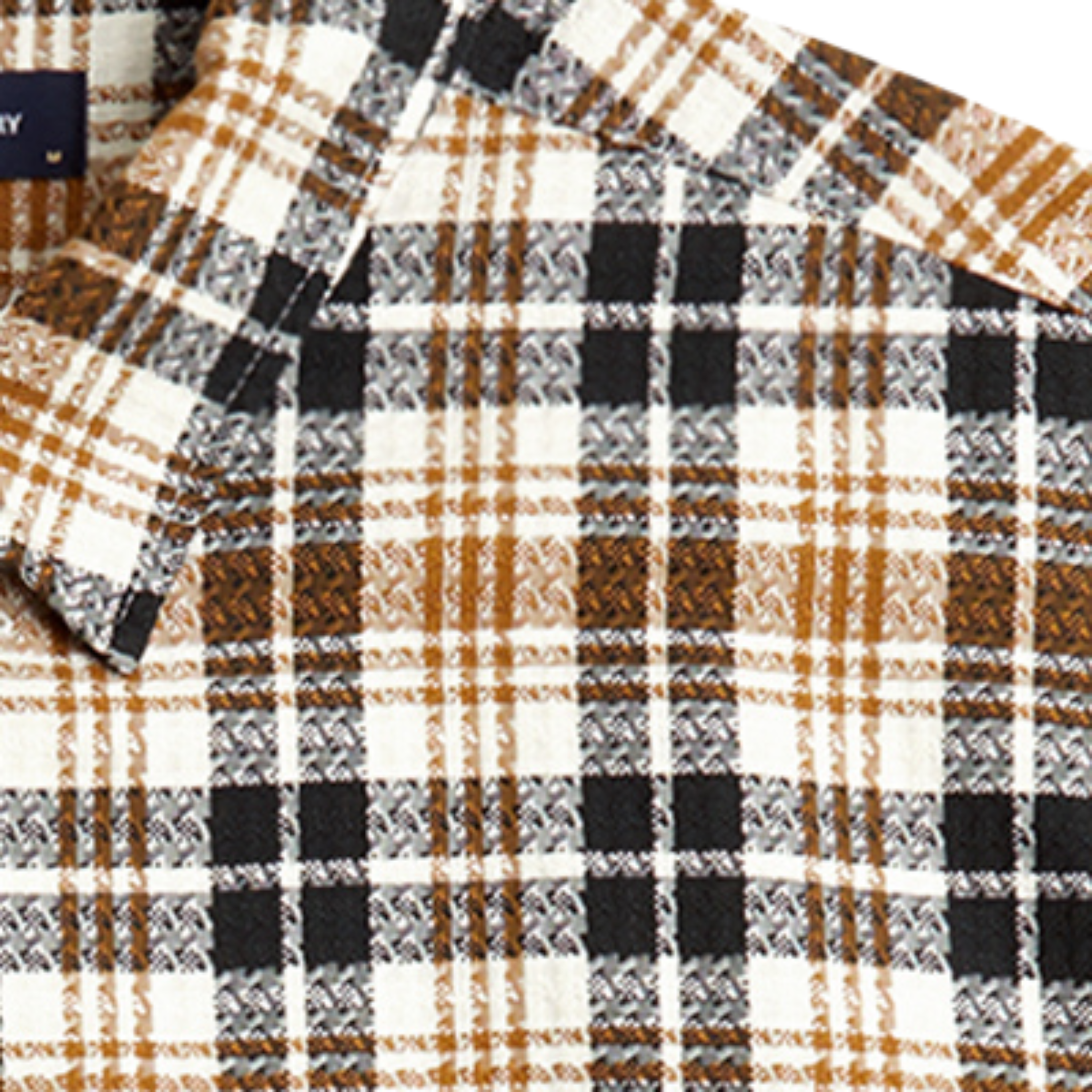 Mens Fred Perry Ecru Textured Check Overshirt