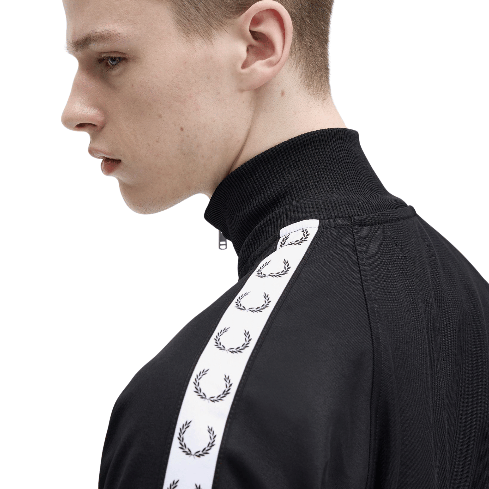 Mens Fred Perry Black Taped Track Top