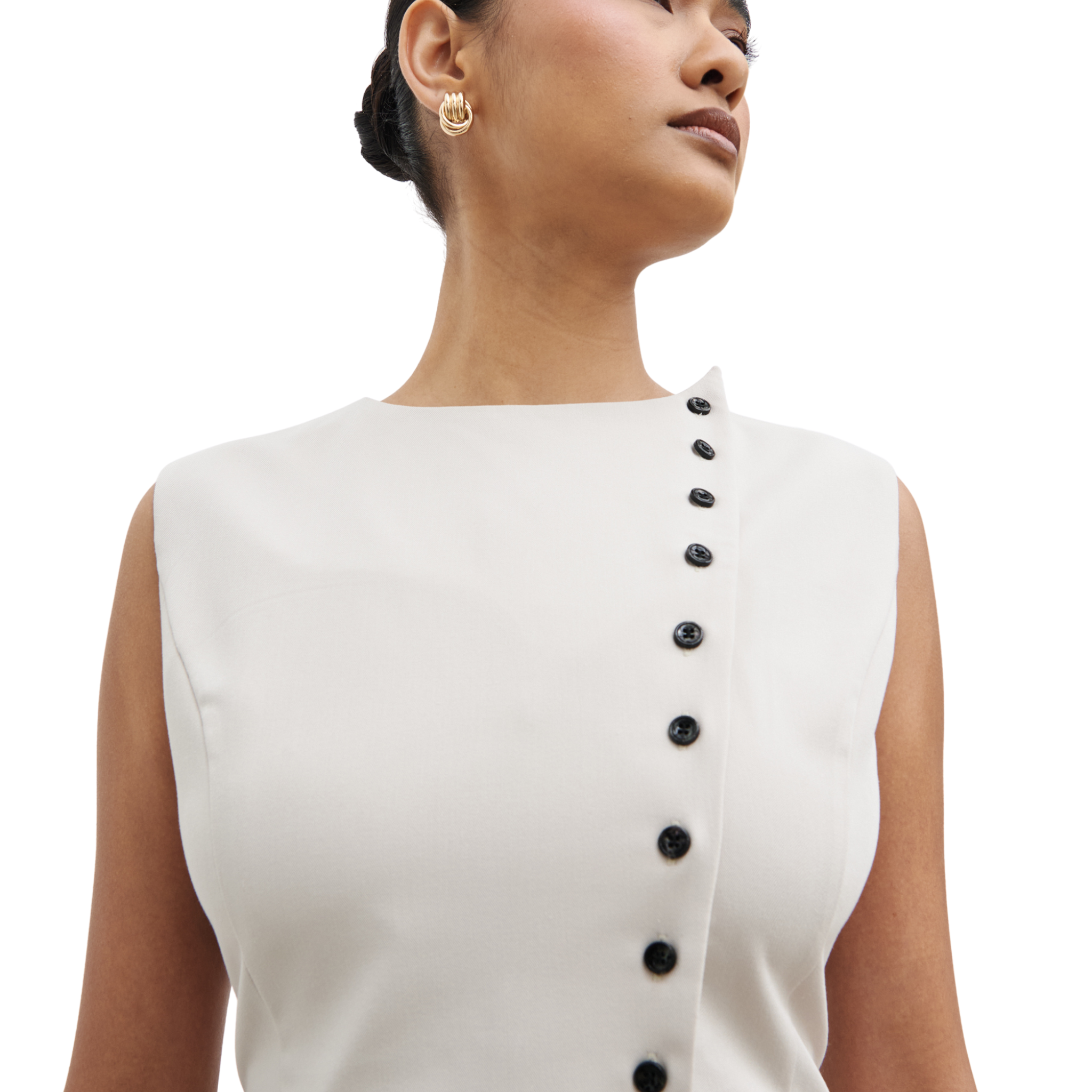 Womens Pretty Lavish Stone Brylee Asymmetric Button Waistcoat