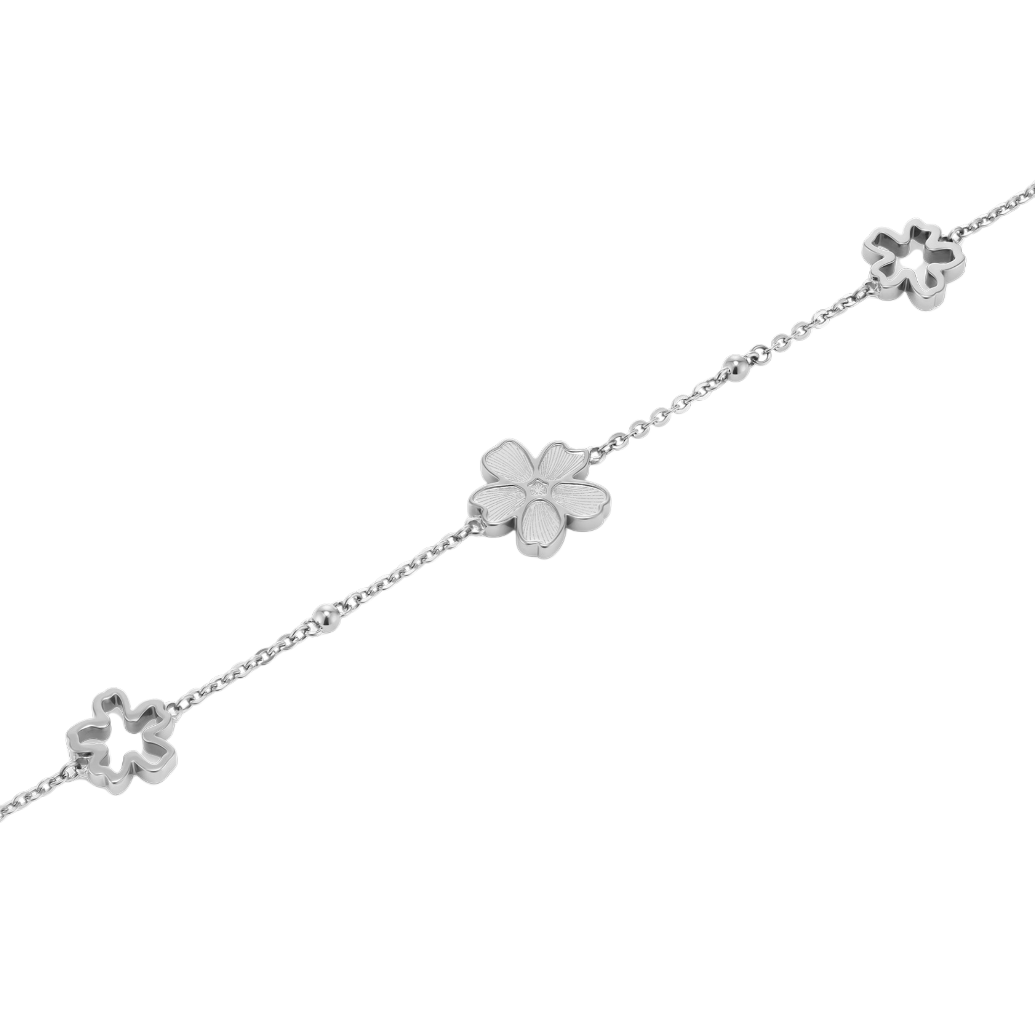 Womens Olivia Burton Silver Floral Forget Me Not Bracelet