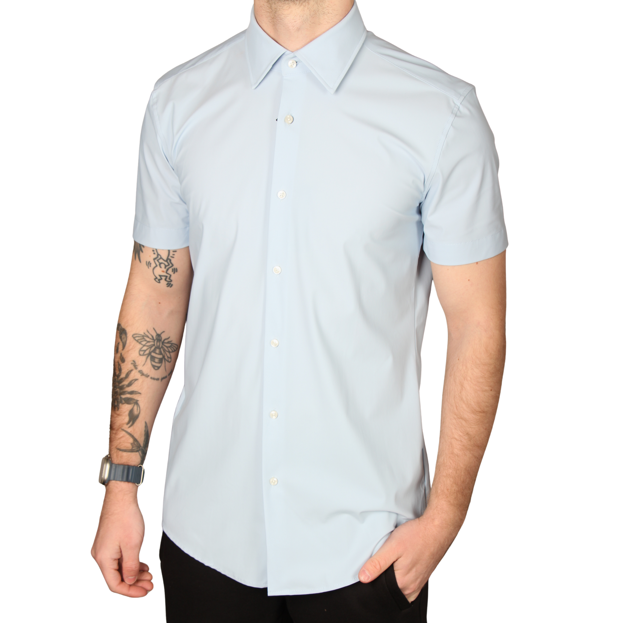Mens BOSS Light Blue P-HANK-K-SH-262 S/s Shirt