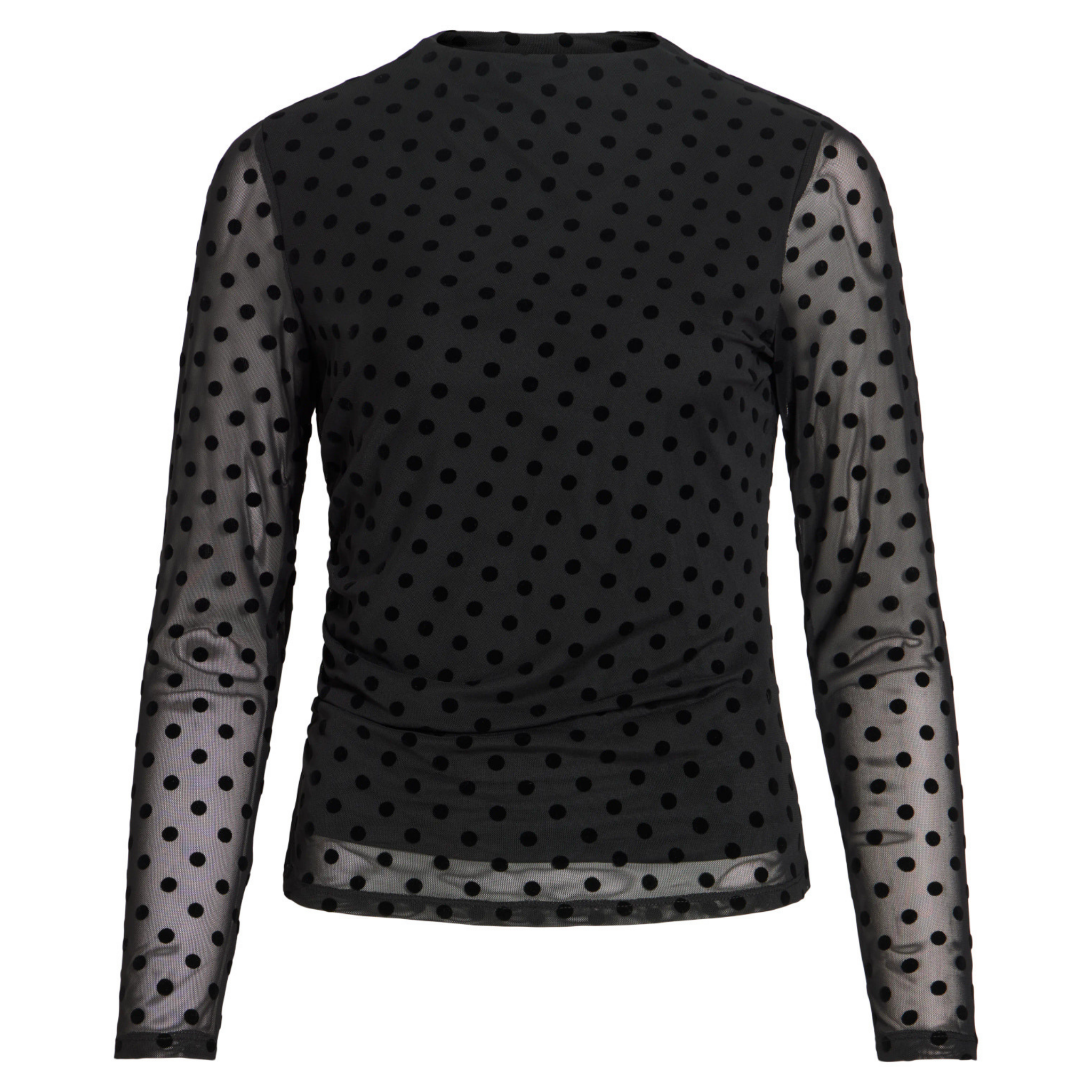 Womens Vila Black Beauty Flock Dot Virikke L/s Top