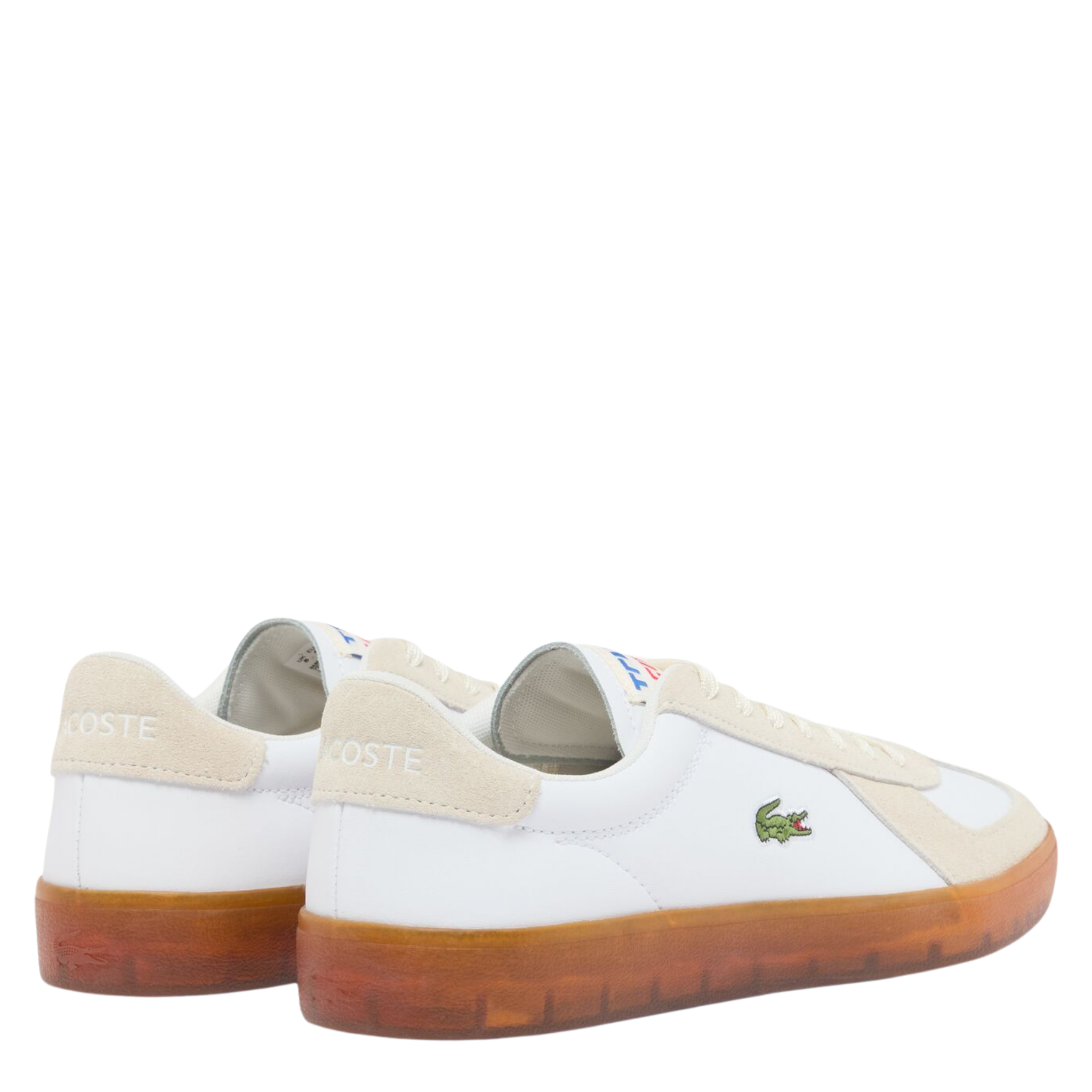 Mens Lacoste White/Gum Baseshot Pro Suede Trainers