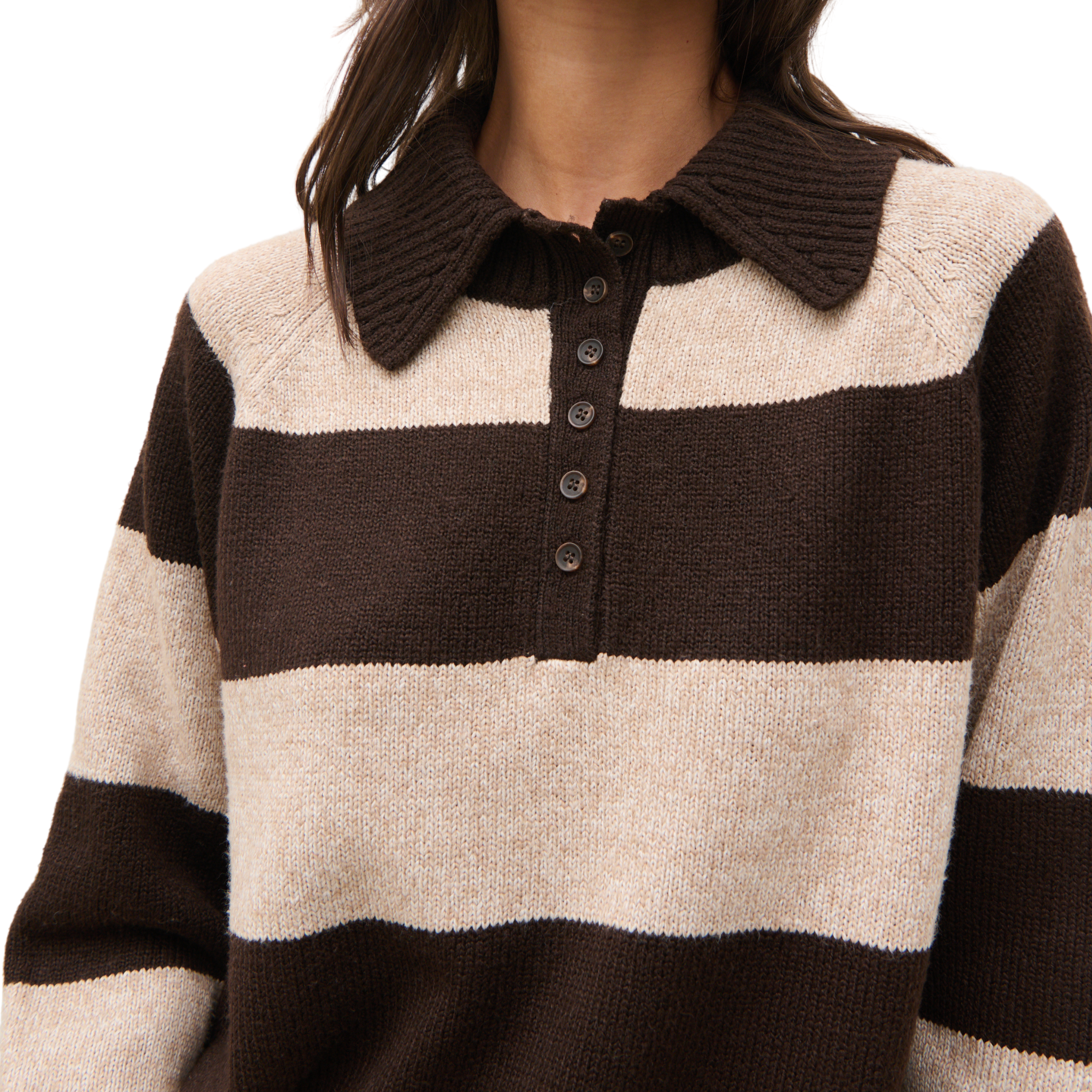 Womens Pretty Lavish Chocolate/Beige Rylee Knit Jumper