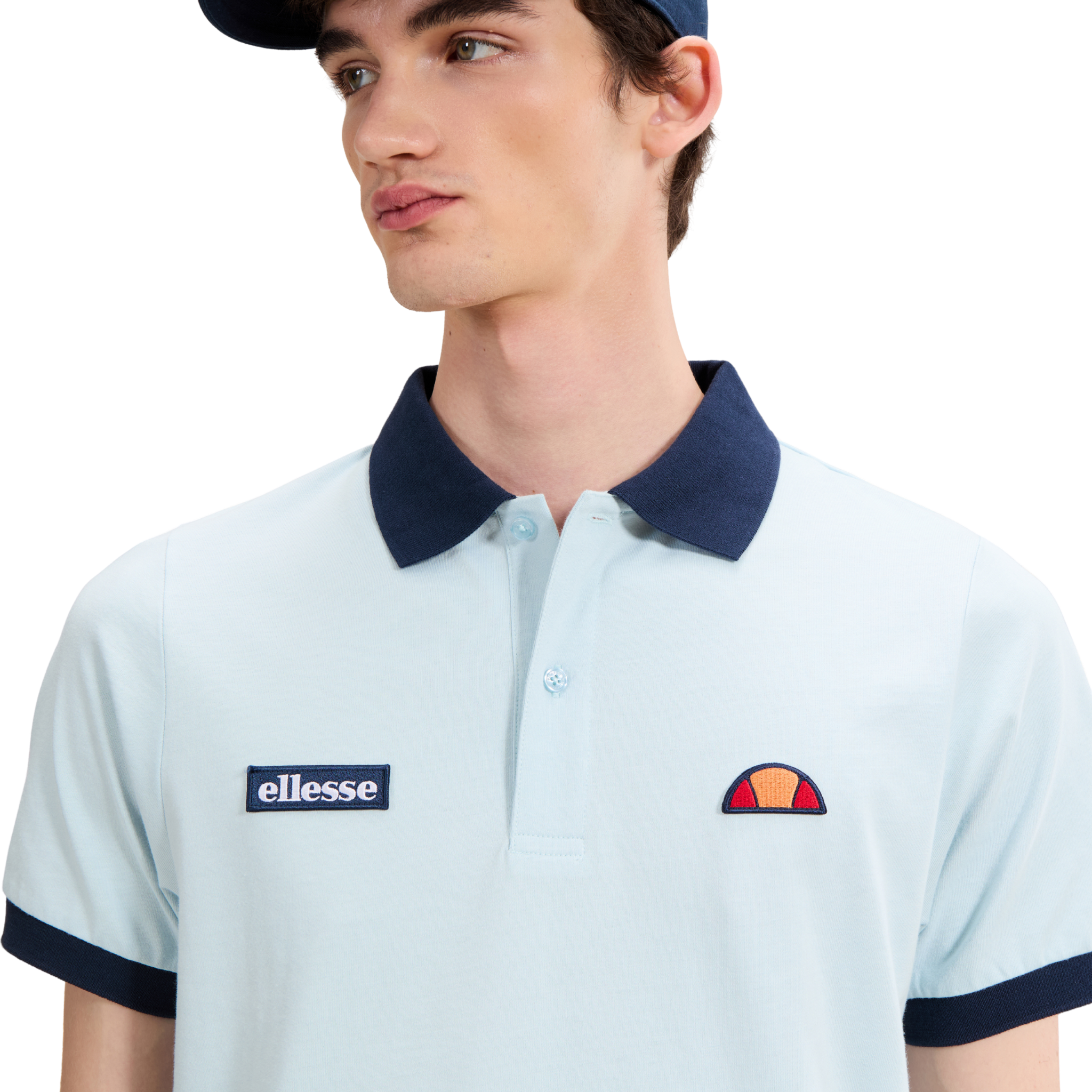 Mens Ellesse Light Blue/Navy Lessepsia S/s Polo Shirt