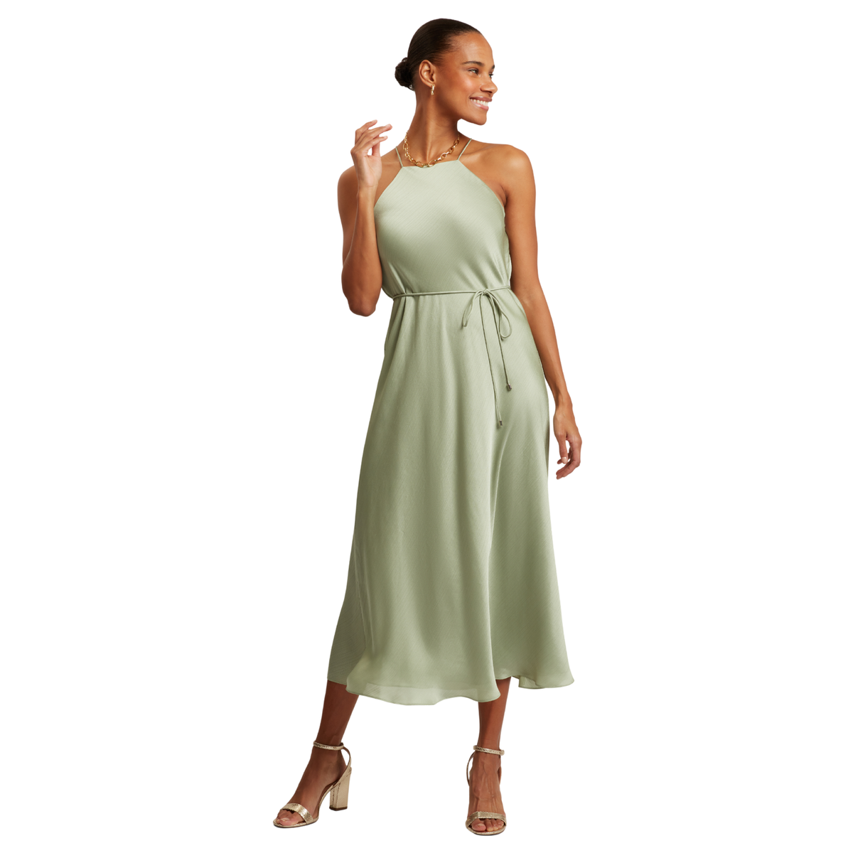 Ted Baker Light Green Kahrli Halter Neck Midi Dress | Hurleys