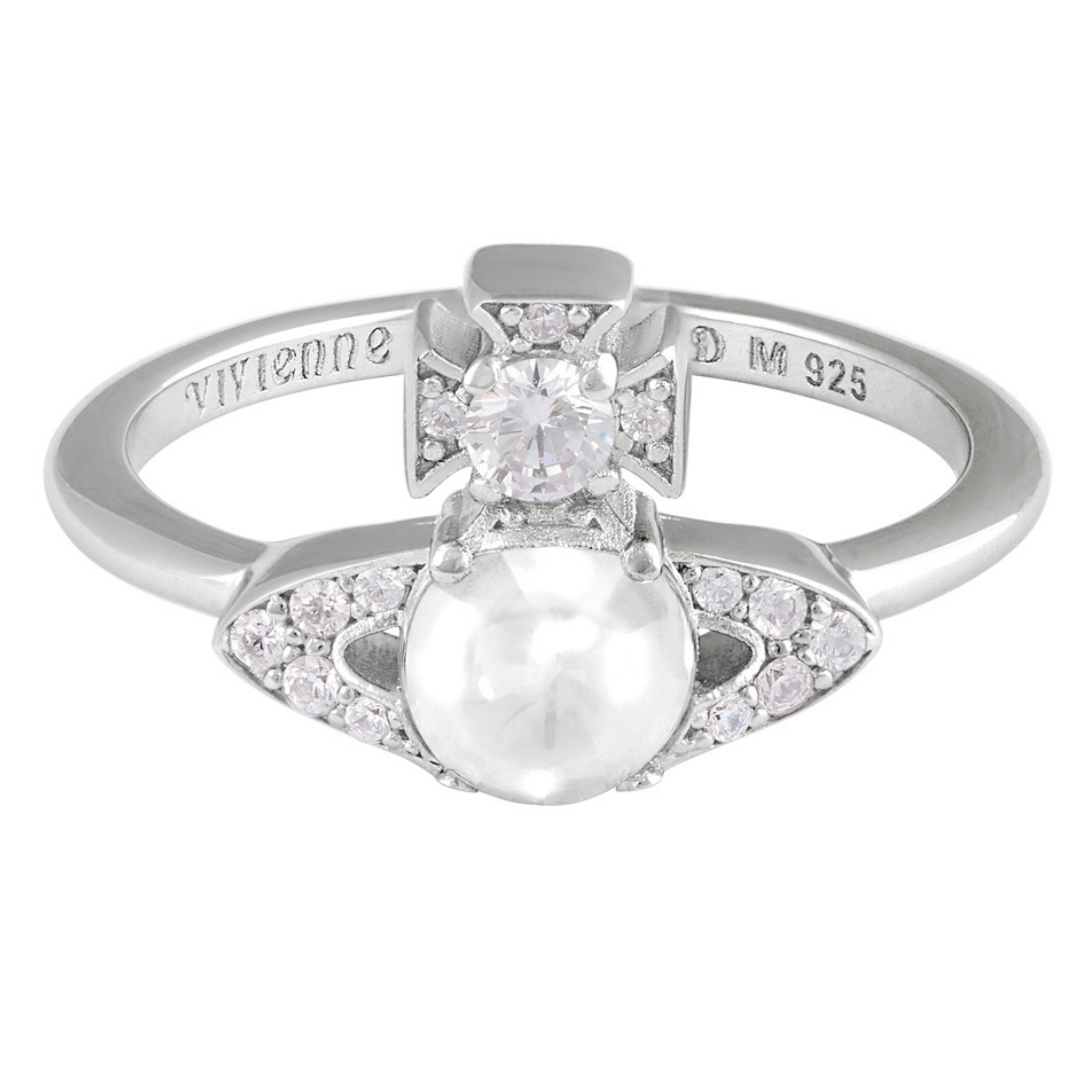 Vivienne Westwood 925 Platinum/White CZ Ondina Ring