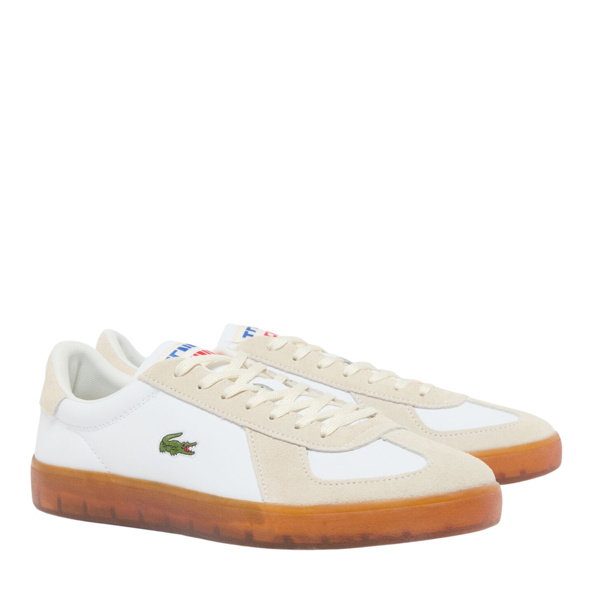 Mens Lacoste White/Gum Baseshot Pro Suede Trainers