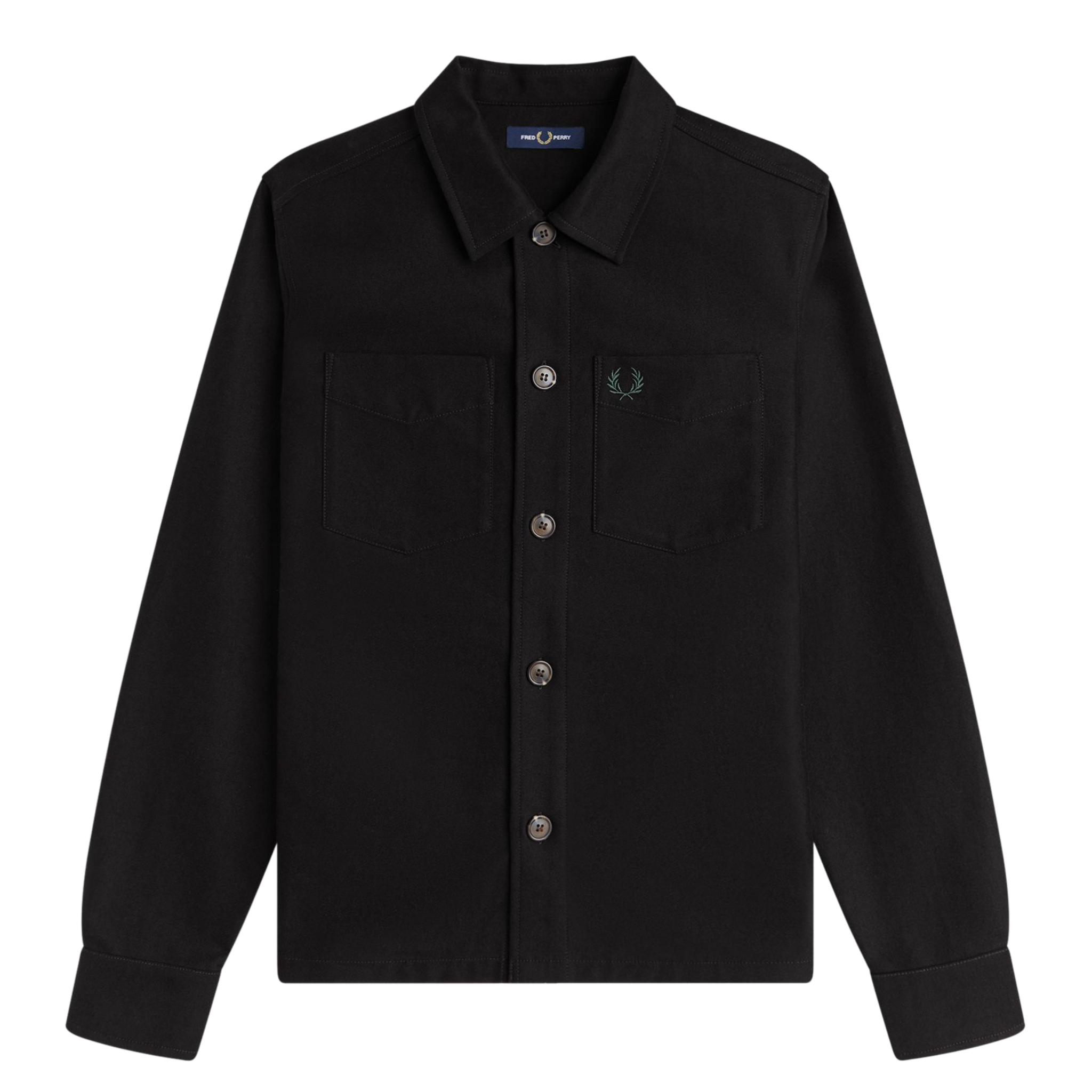 Mens Fred Perry Black Brushed Twill Overshirt