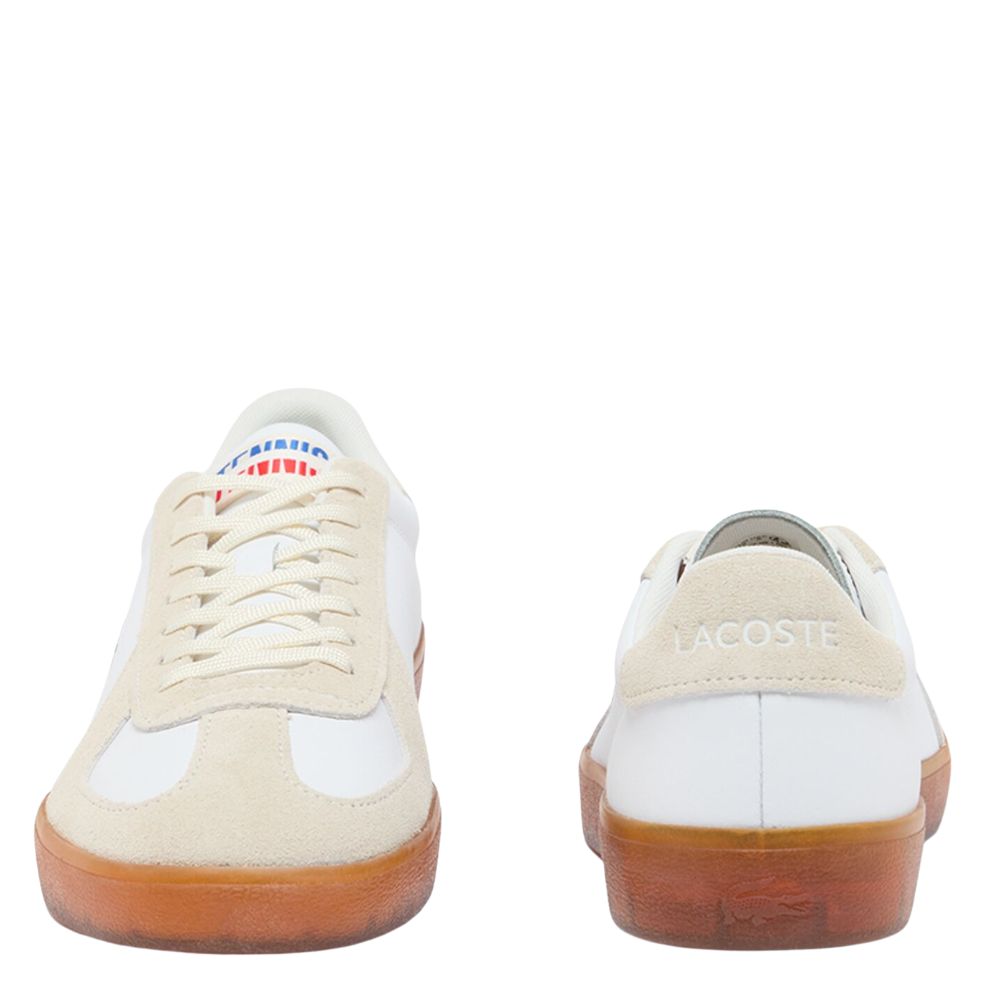 Mens Lacoste White/Gum Baseshot Pro Suede Trainers