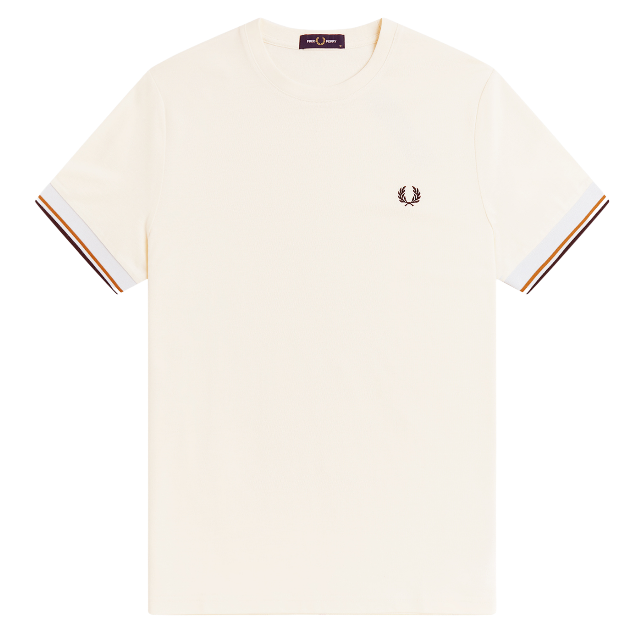 Mens Fred Perry Ecru Twin Tipped Cuff S/s T Shirt