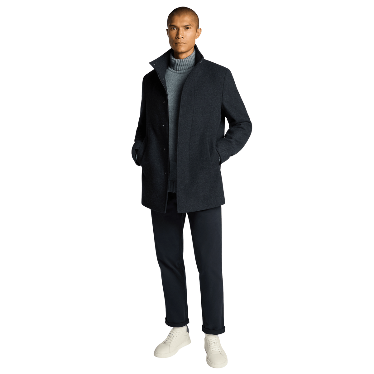 Mens Remus Uomo Dark Blue Jacob Tailored Coat