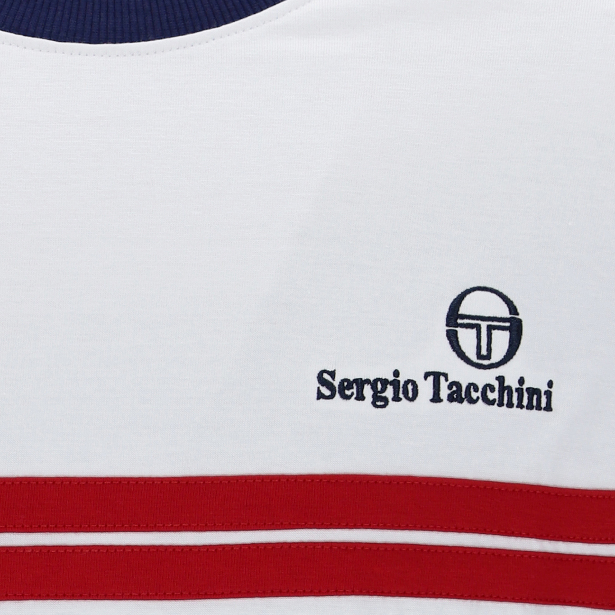 Mens Sergio Tacchini White/Maritime Blue New Supermac S/s T Shirt