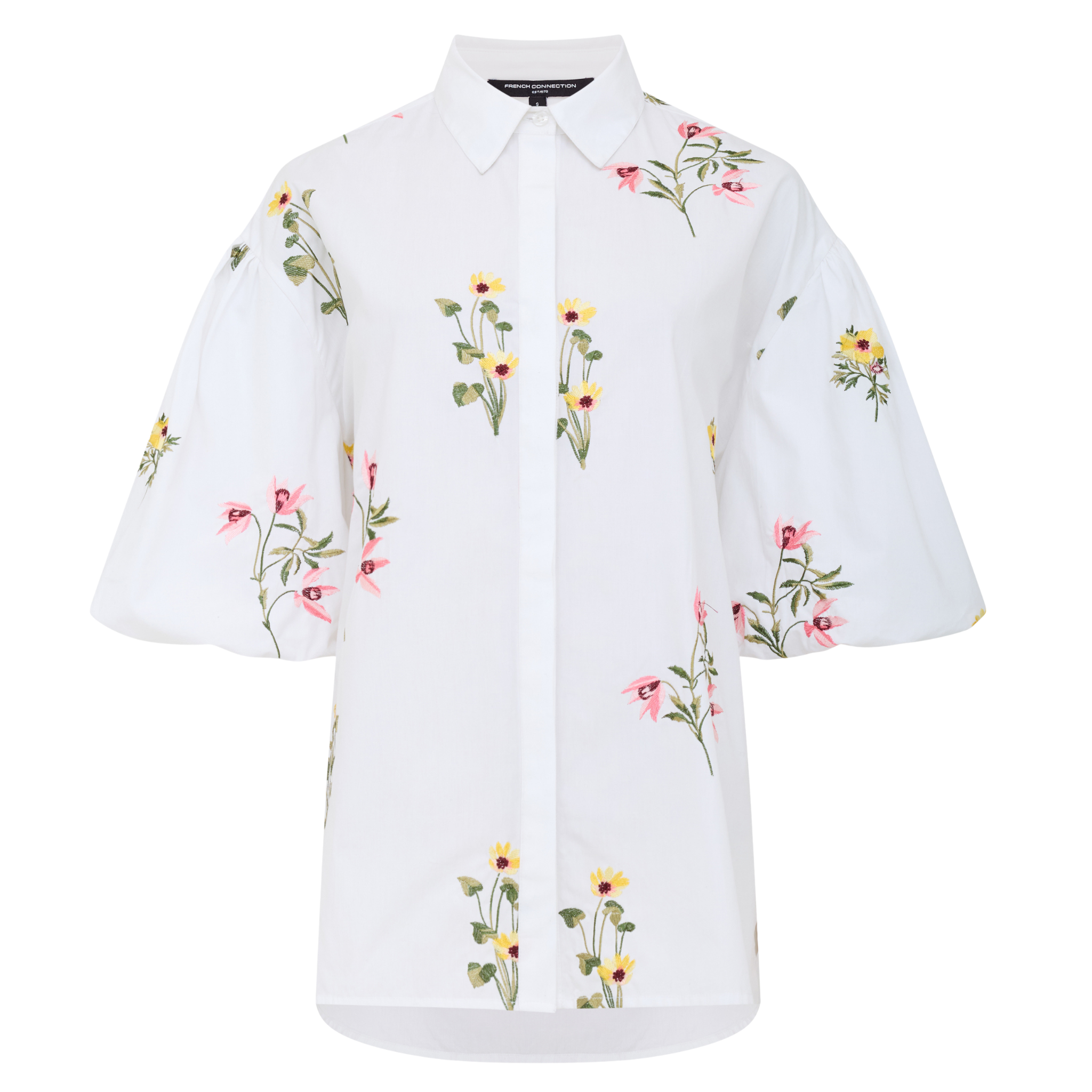 Womens French Connection Linen White Cambria Cotton S/s Shirt