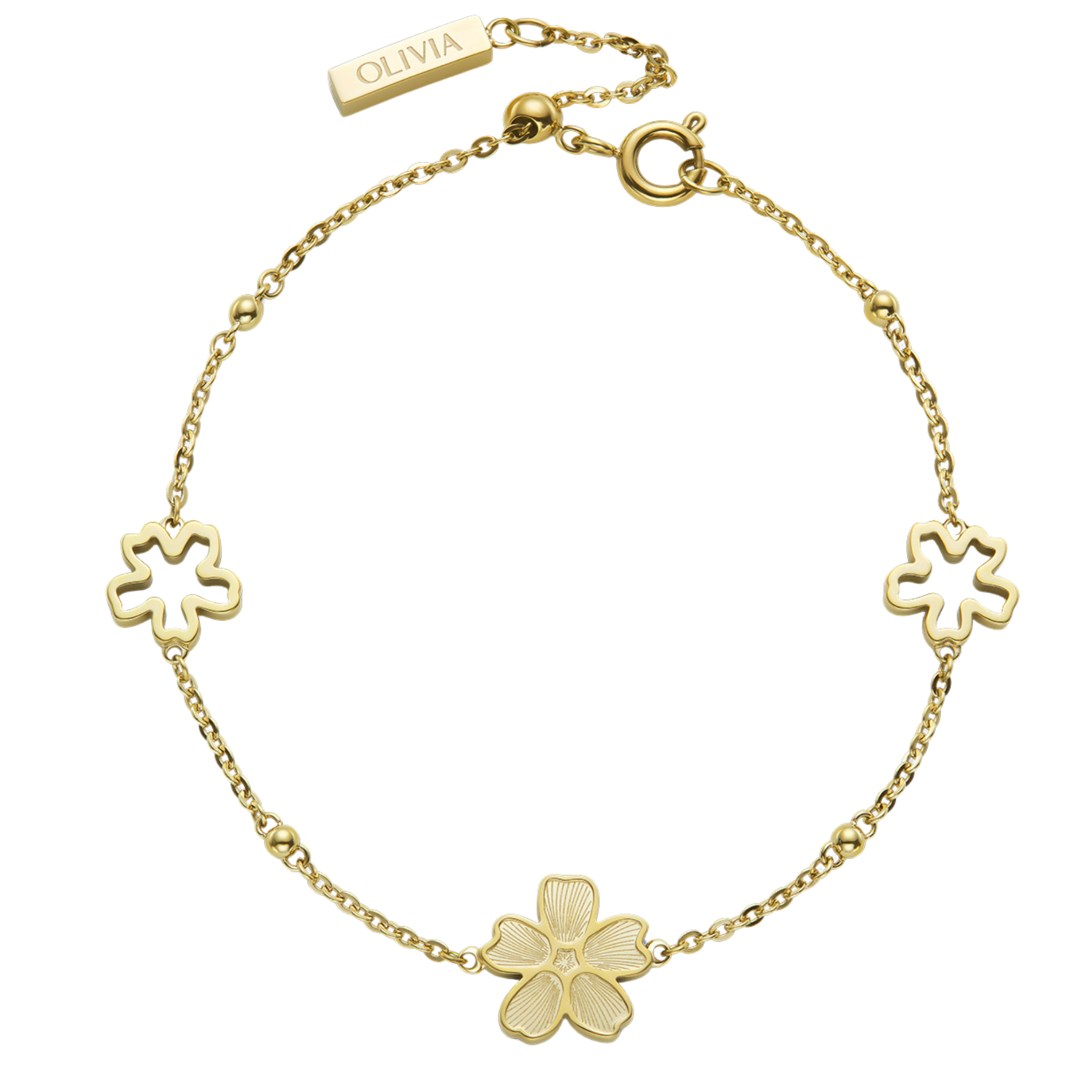 Womens Olivia Burton Gold Floral Forget Me Not Bracelet