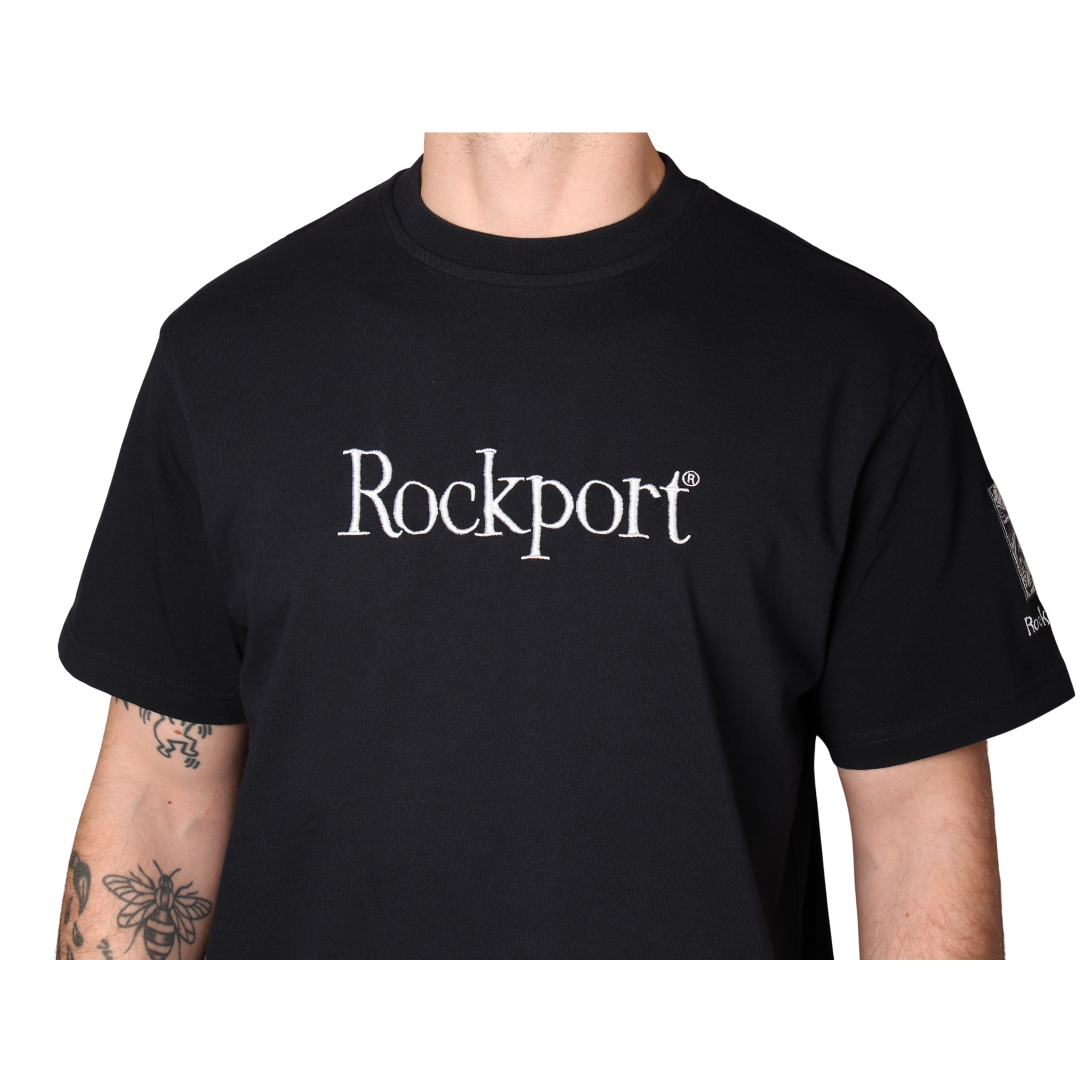 Mens Rockport Navy Highland Front Logo Washed S/s T Shirt