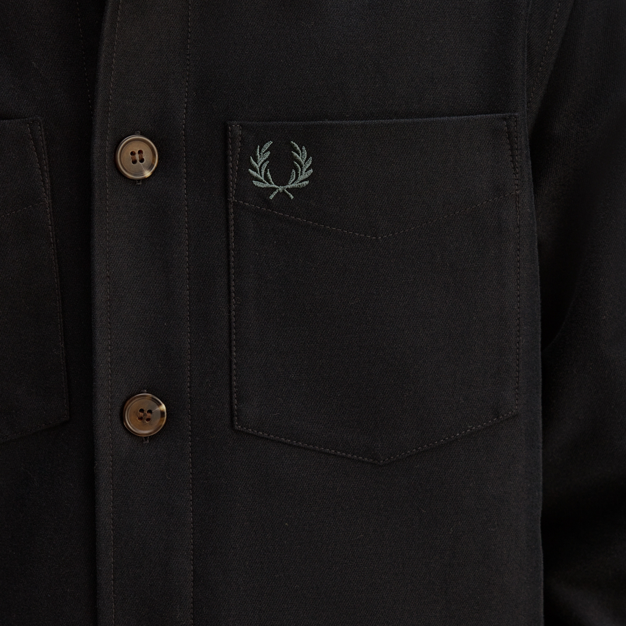 Mens Fred Perry Black Brushed Twill Overshirt
