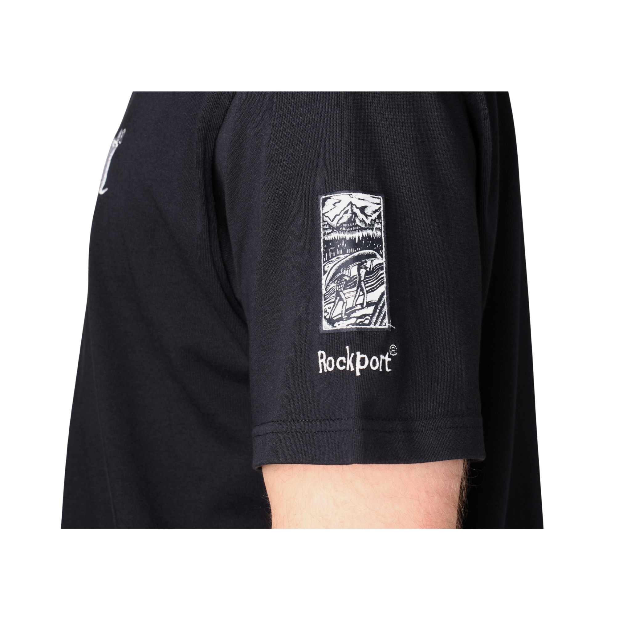 Mens Rockport Navy Highland Front Logo Washed S/s T Shirt