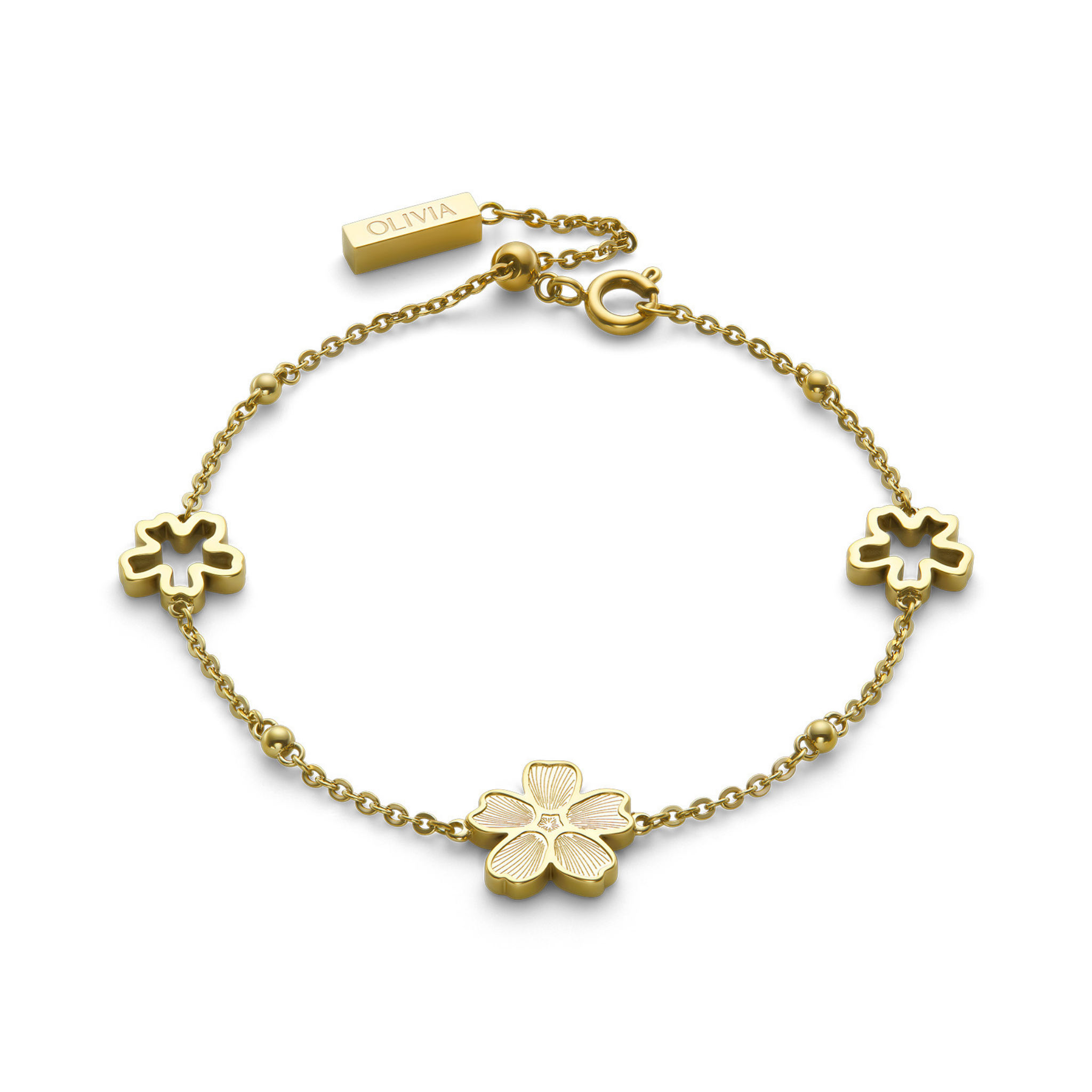 Womens Olivia Burton Gold Floral Forget Me Not Bracelet