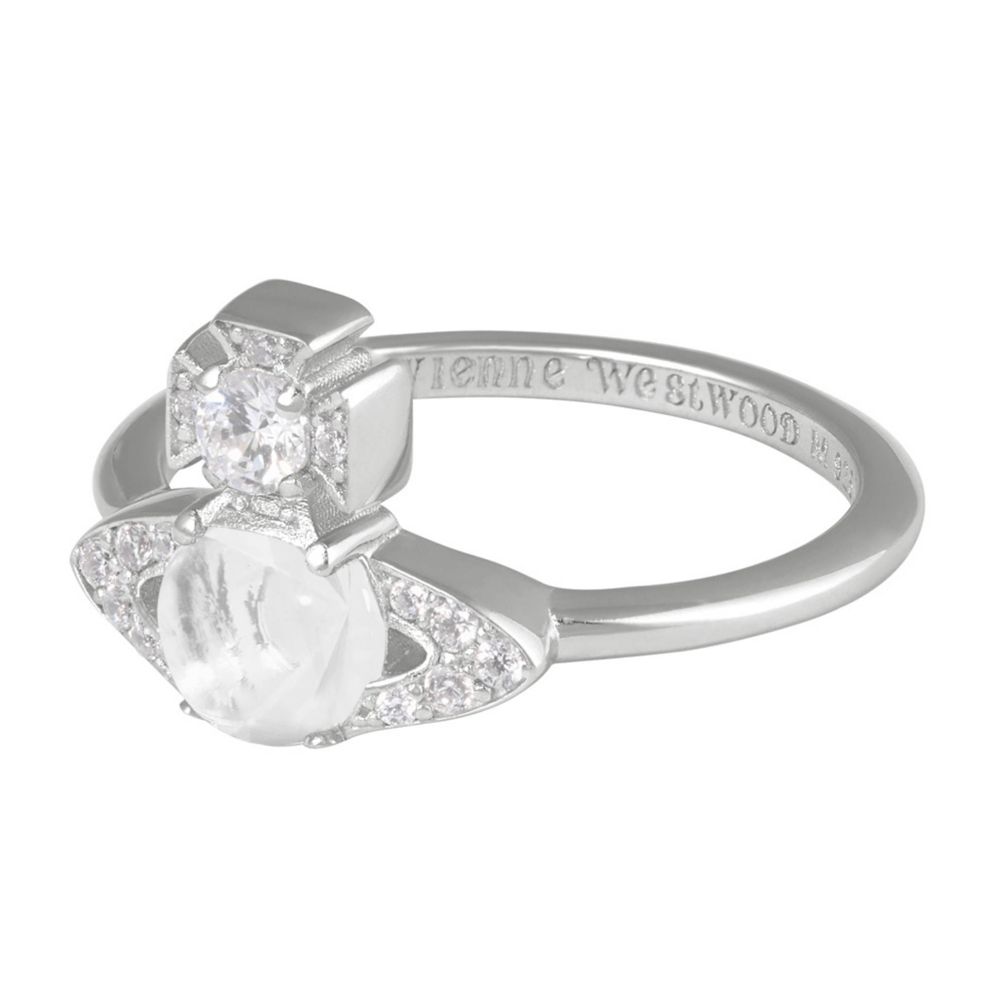 Vivienne Westwood 925 Platinum/White CZ Ondina Ring