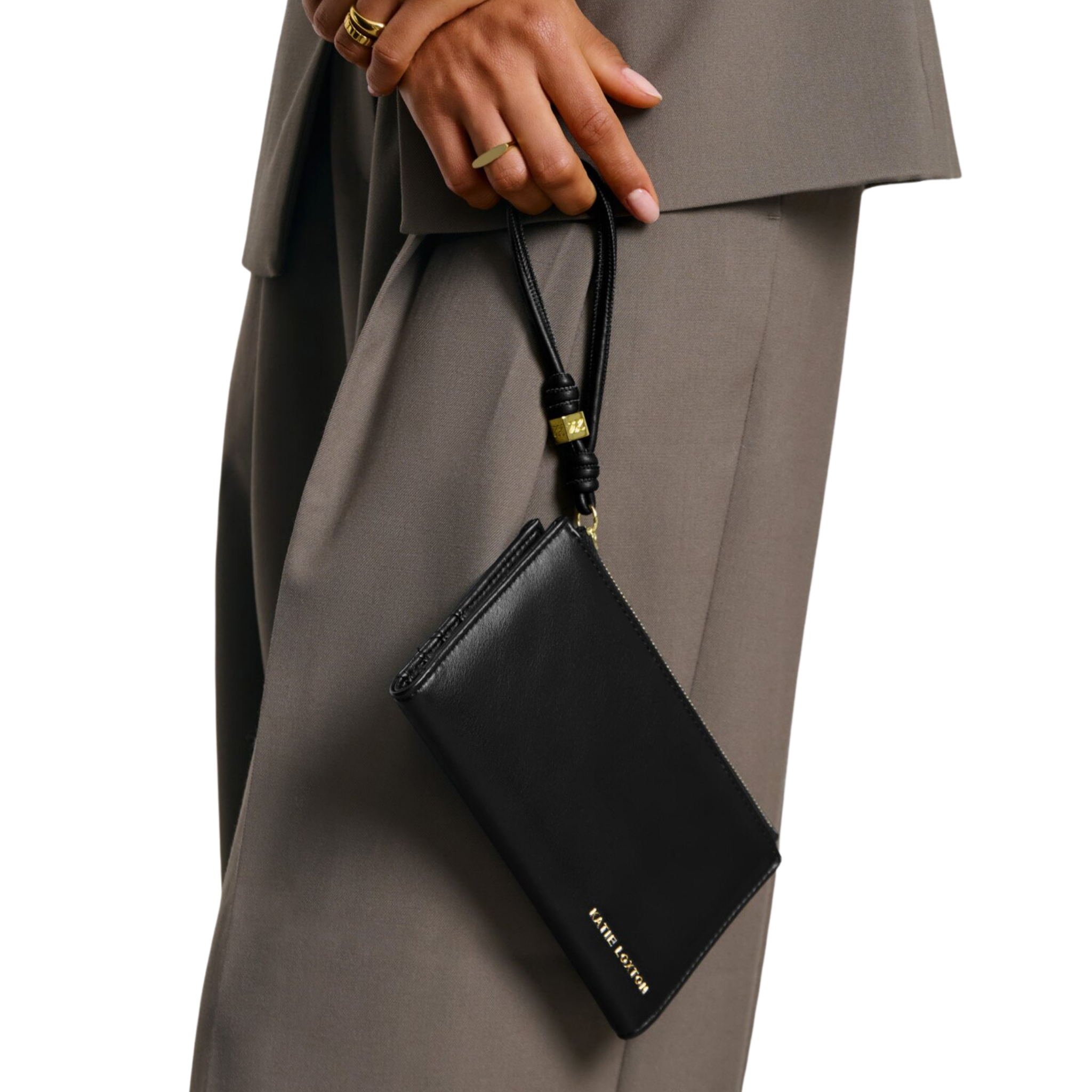 Womens Katie Loxton Black Arden Braided Wristlet Purse